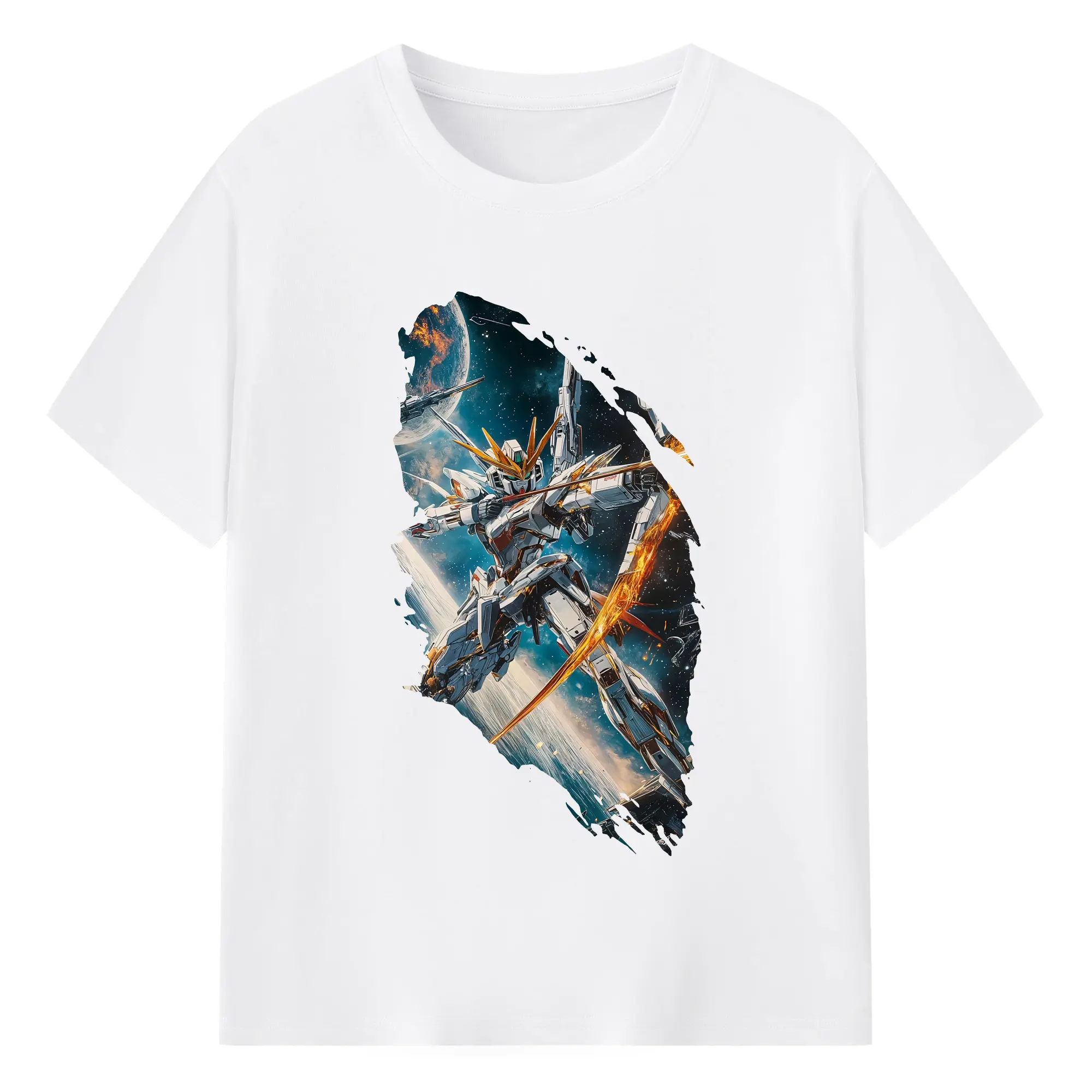 ガンダム グッズ,νガンダム - 綿100％ 半袖Tシャツ ・ フロントプリント ・ 快適 通気性 ・ 日常使い 散歩 スポーツ用