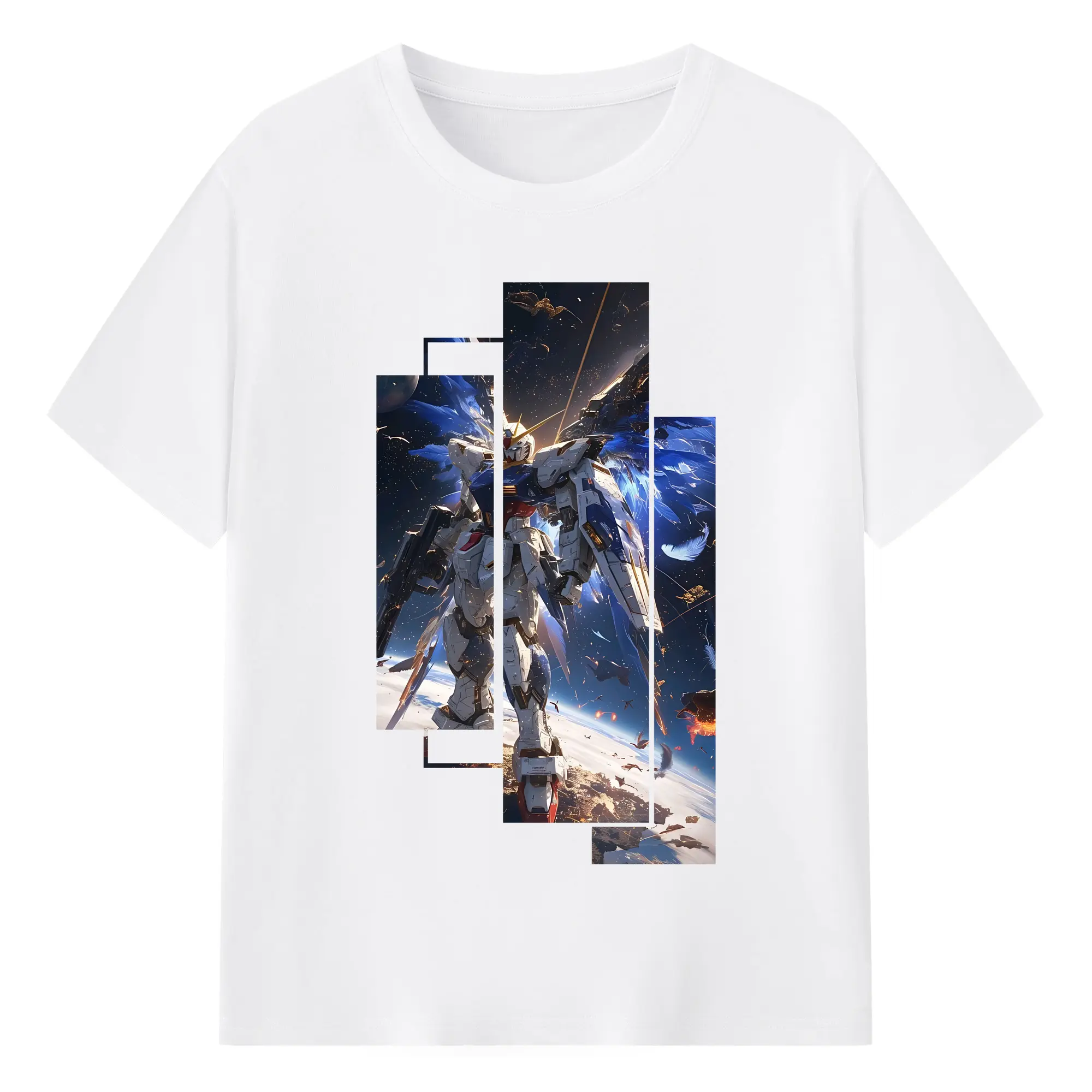 ガンダム グッズ,νガンダム - 綿100％ 半袖Tシャツ ・ フロントプリント ・ 快適 通気性 ・ 日常使い 散歩 スポーツ用