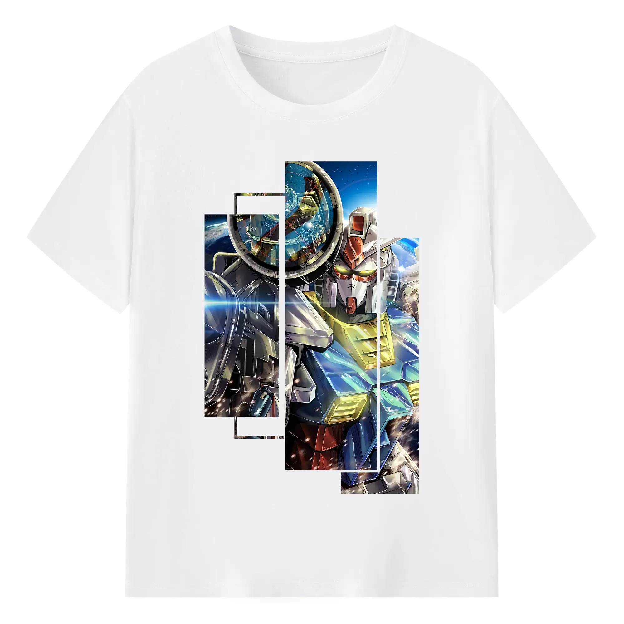 ガンダム グッズ,νガンダム - 綿100％ 半袖Tシャツ ・ フロントプリント ・ 快適 通気性 ・ 日常使い 散歩 スポーツ用