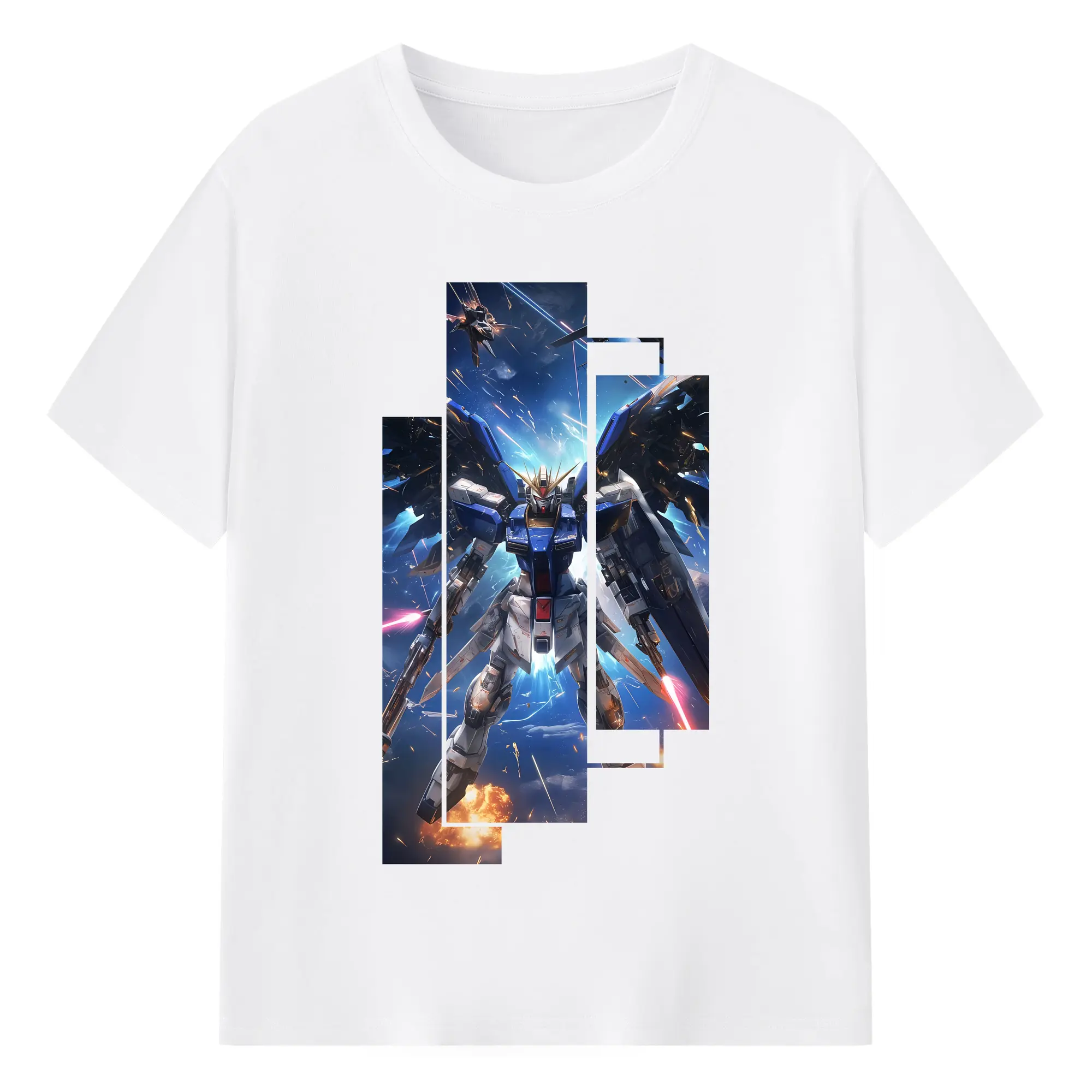 ガンダム グッズ,νガンダム - 綿100％ 半袖Tシャツ ・ フロントプリント ・ 快適 通気性 ・ 日常使い 散歩 スポーツ用