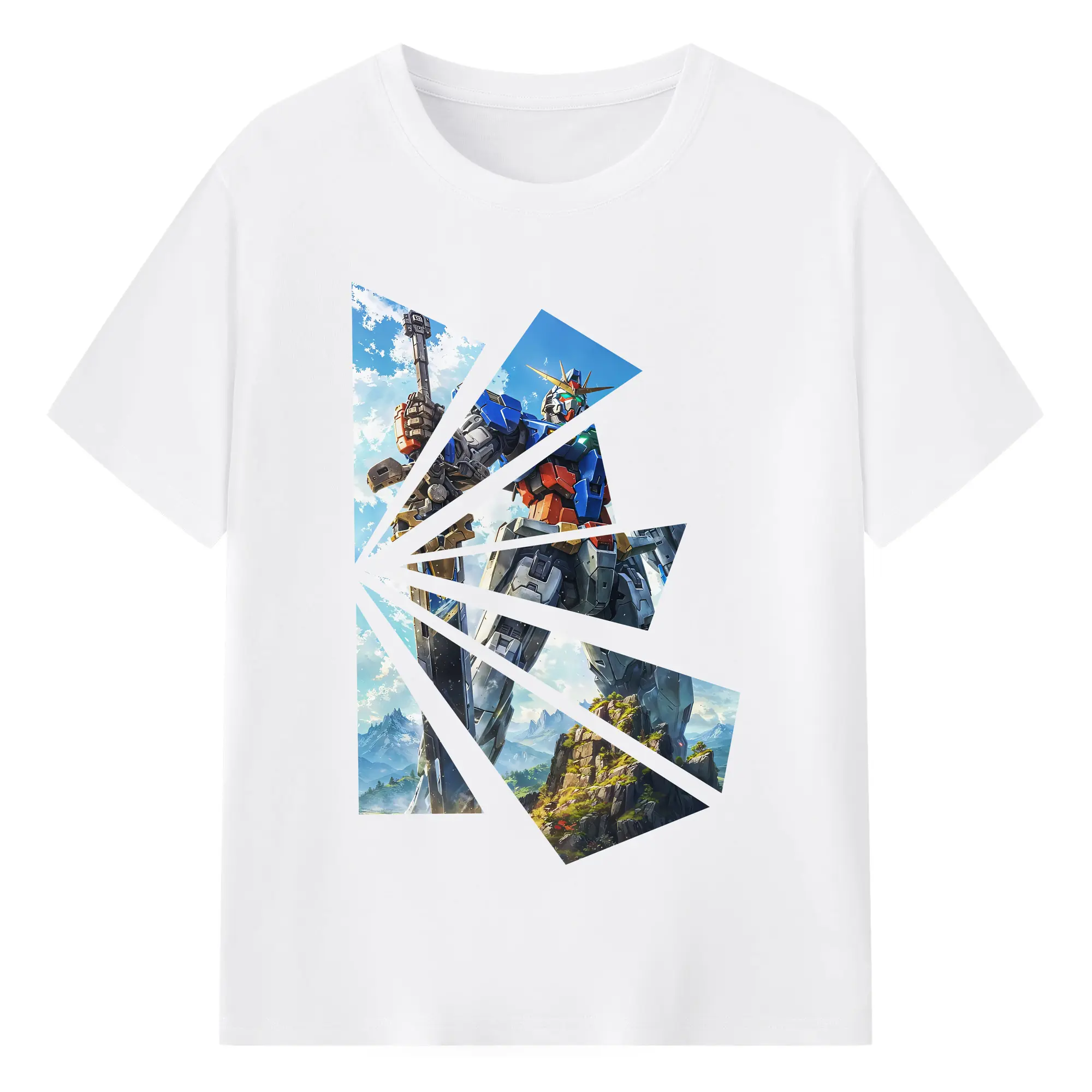 ガンダム グッズ,νガンダム - 綿100％ 半袖Tシャツ ・ フロントプリント ・ 快適 通気性 ・ 日常使い 散歩 スポーツ用