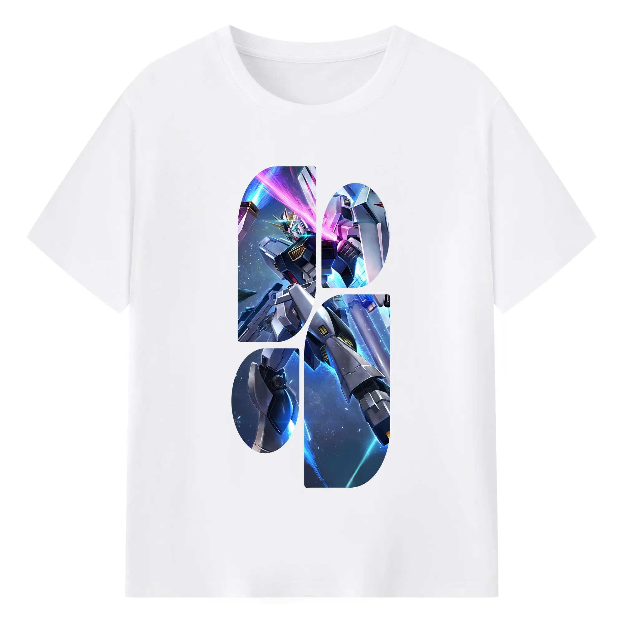 ガンダム グッズ,νガンダム - 綿100％ 半袖Tシャツ ・ フロントプリント ・ 快適 通気性 ・ 日常使い 散歩 スポーツ用