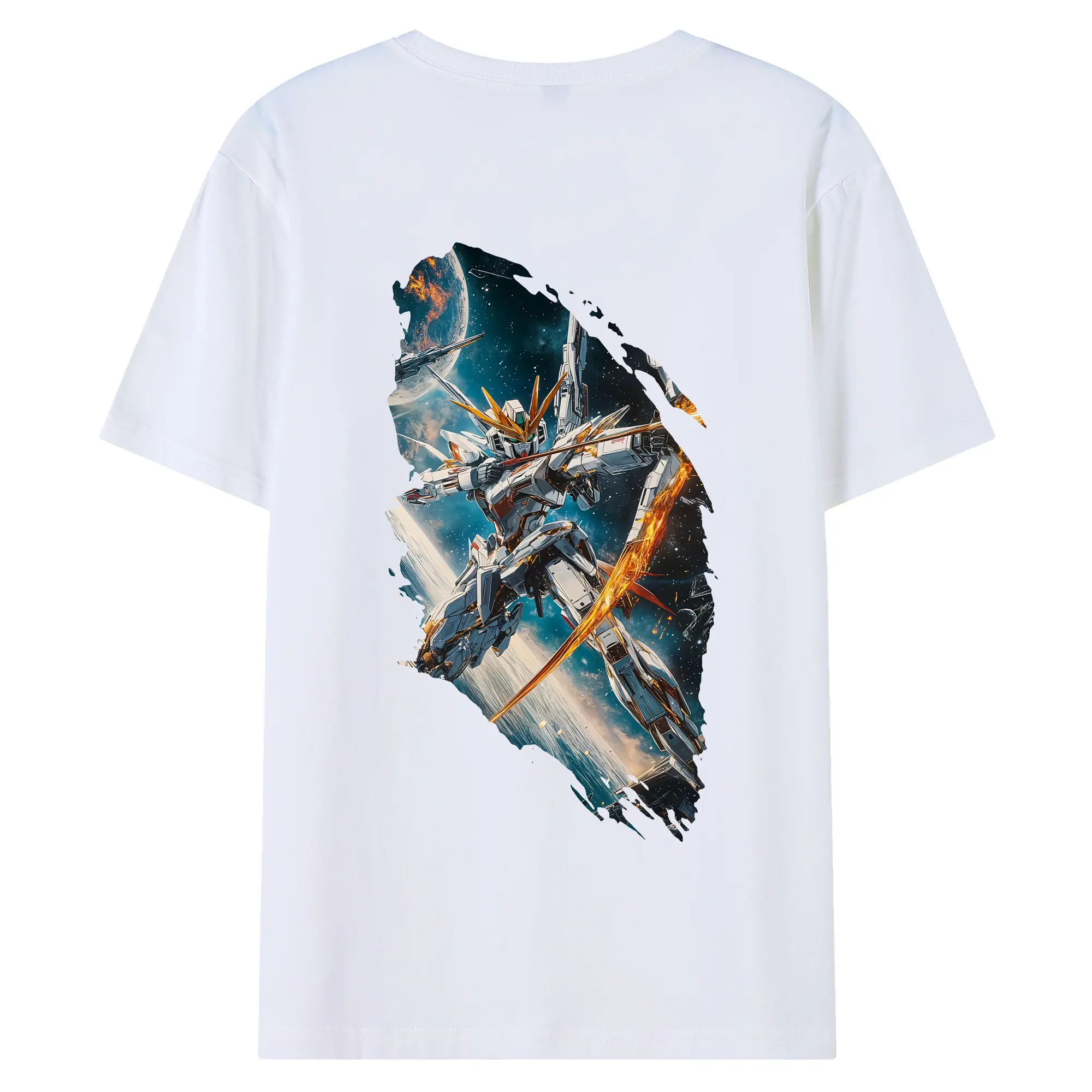 ガンダム グッズ,νガンダム - 綿100％ 半袖Tシャツ ・ バックプリント ・ 快適 通気性 ・ 日常使い 散歩 スポーツ用