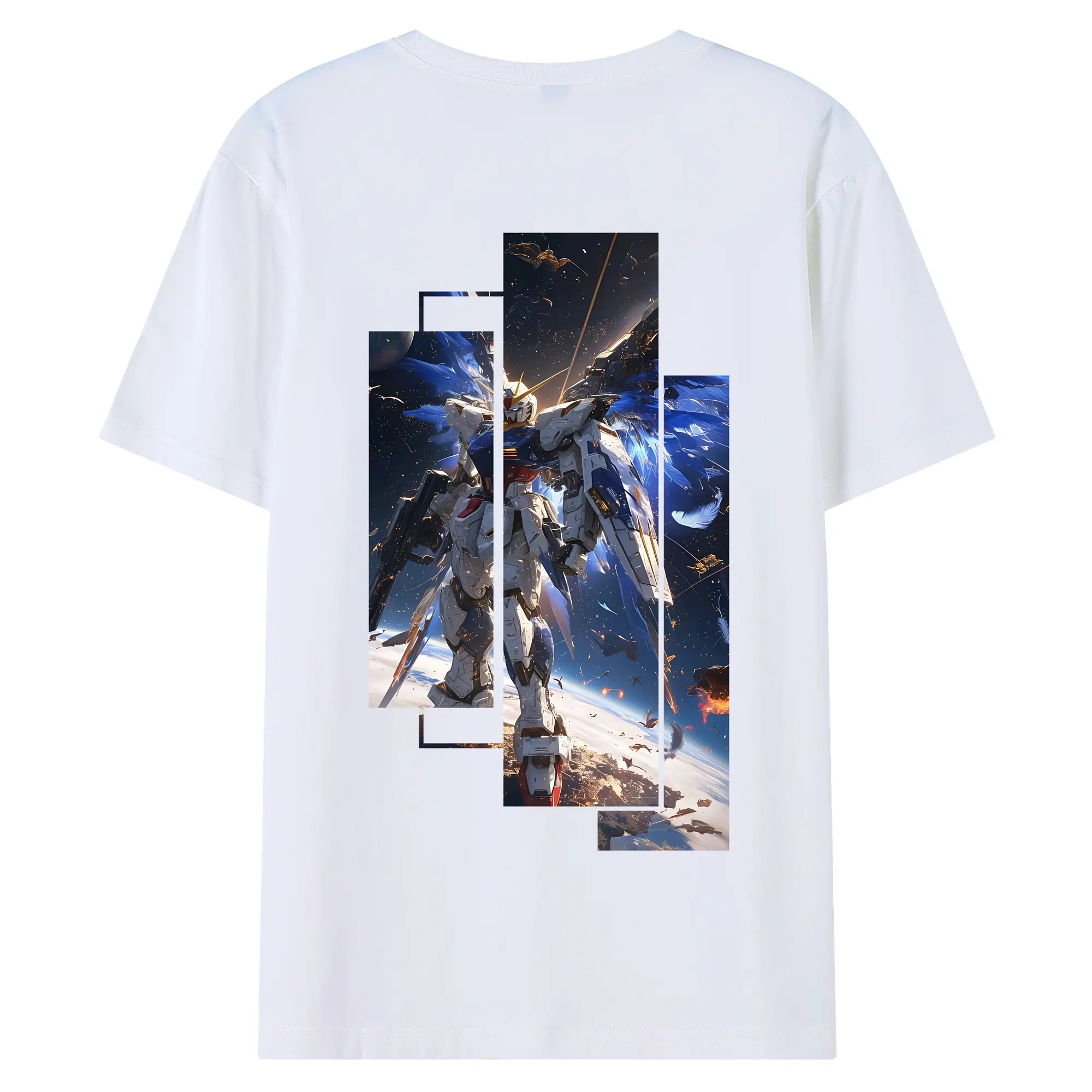 ガンダム グッズ,νガンダム - 綿100％ 半袖Tシャツ ・ バックプリント ・ 快適 通気性 ・ 日常使い 散歩 スポーツ用