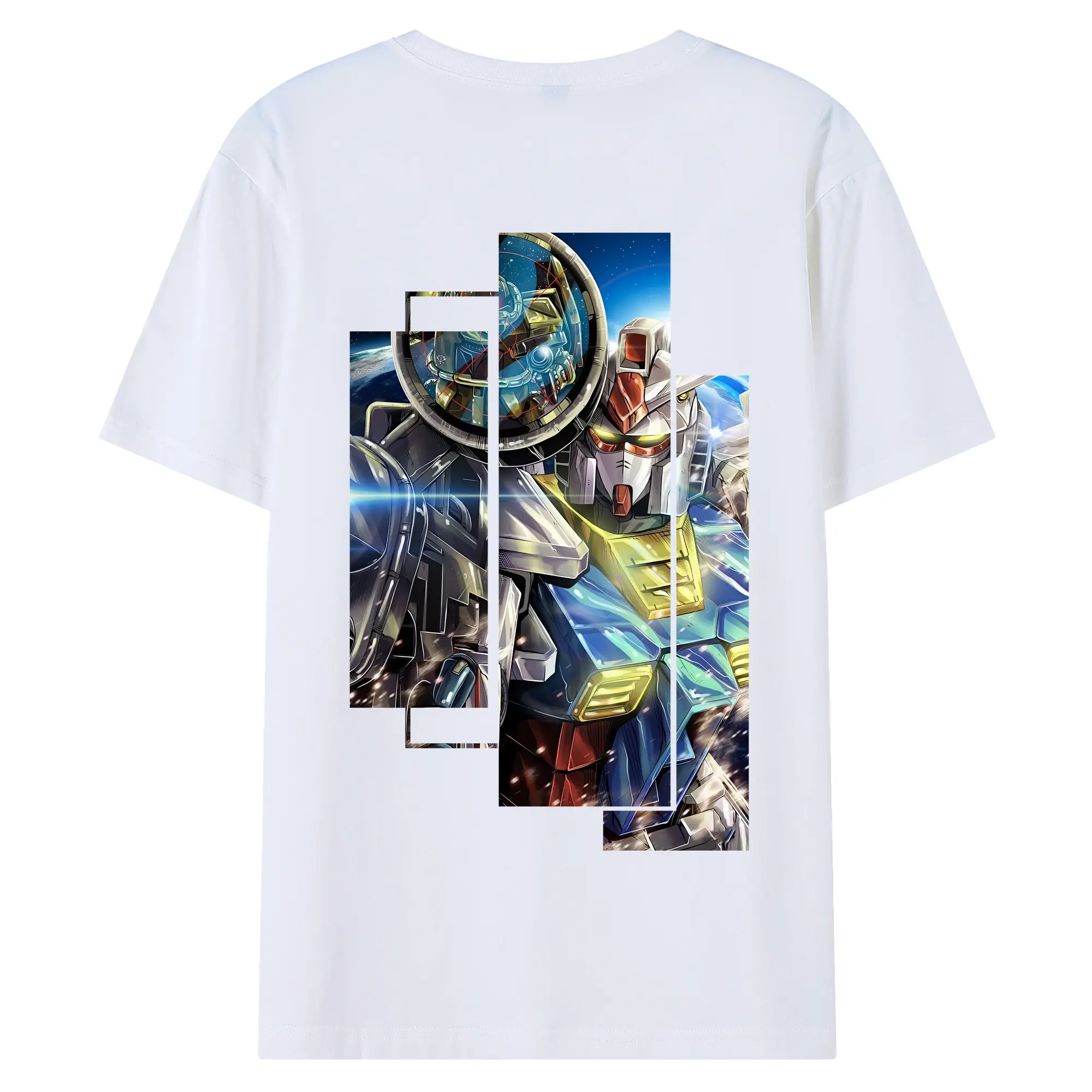 ガンダム グッズ,νガンダム - 綿100％ 半袖Tシャツ ・ バックプリント ・ 快適 通気性 ・ 日常使い 散歩 スポーツ用