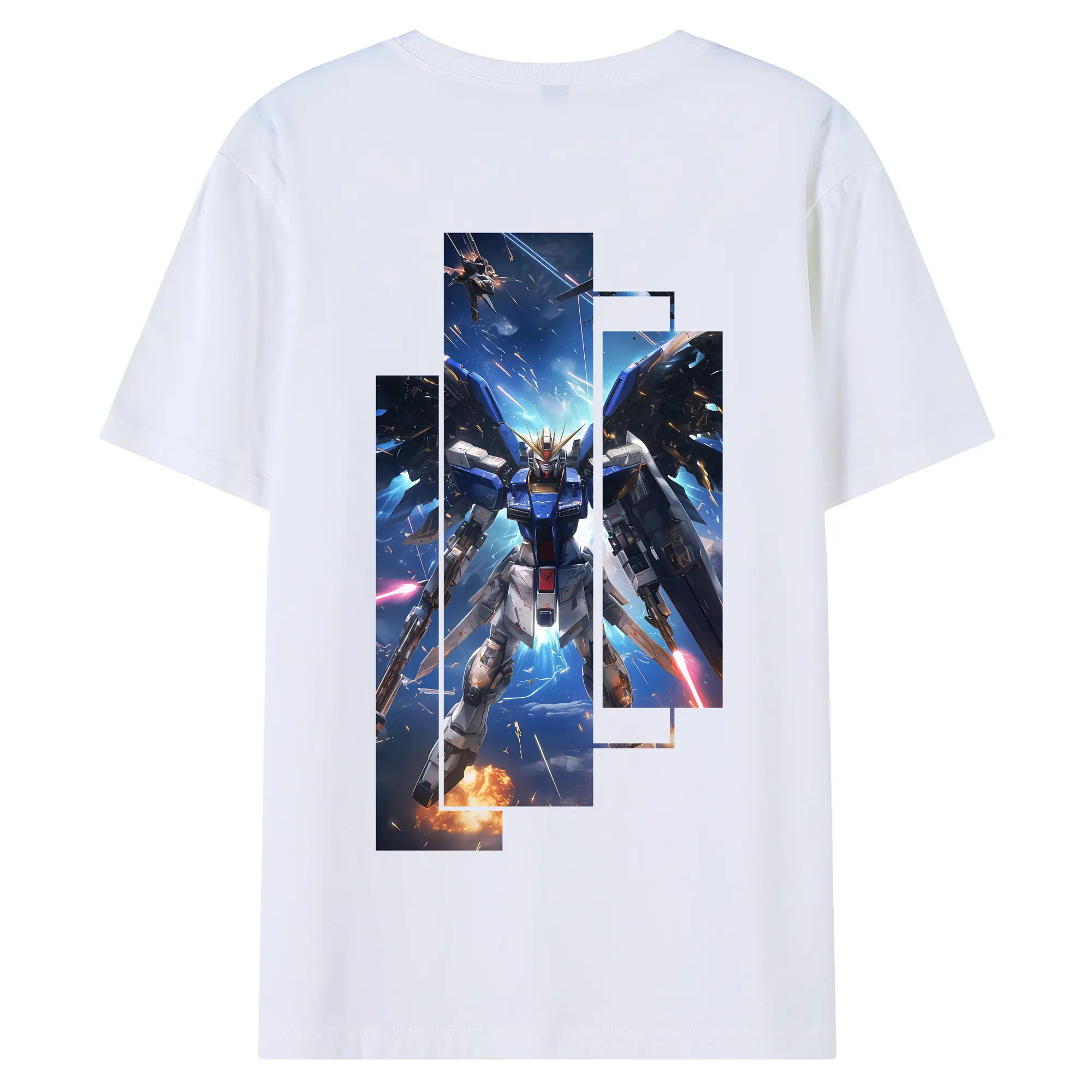 ガンダム グッズ,νガンダム - 綿100％ 半袖Tシャツ ・ バックプリント ・ 快適 通気性 ・ 日常使い 散歩 スポーツ用