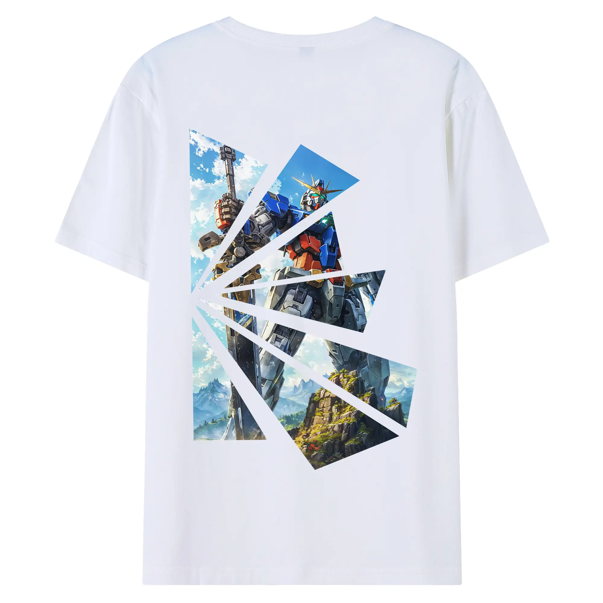 ガンダム グッズ,νガンダム - 綿100％ 半袖Tシャツ ・ バックプリント ・ 快適 通気性 ・ 日常使い 散歩 スポーツ用