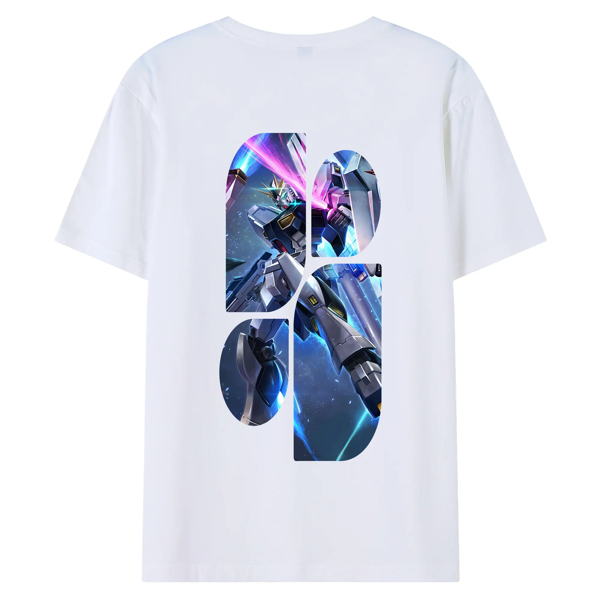 ガンダム グッズ,νガンダム - 綿100％ 半袖Tシャツ ・ バックプリント ・ 快適 通気性 ・ 日常使い 散歩 スポーツ用