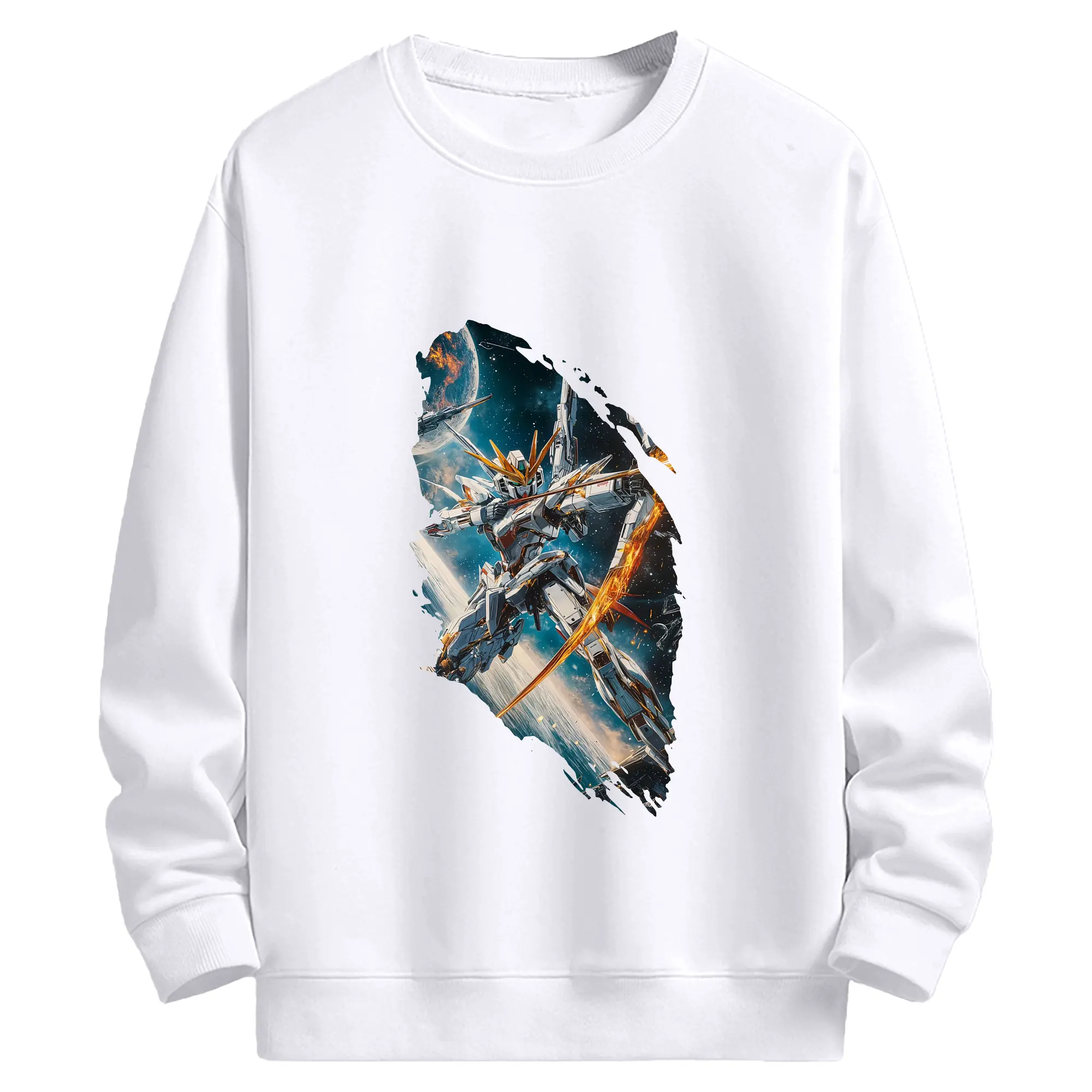 ガンダム グッズ,νガンダム - 高品質 クルーネック スウェット ・ コットン59％ ポリエステル41％ ・ ユニセックス 長袖 トレーナー ・ カジュアル デイリー スポーツ 散歩用