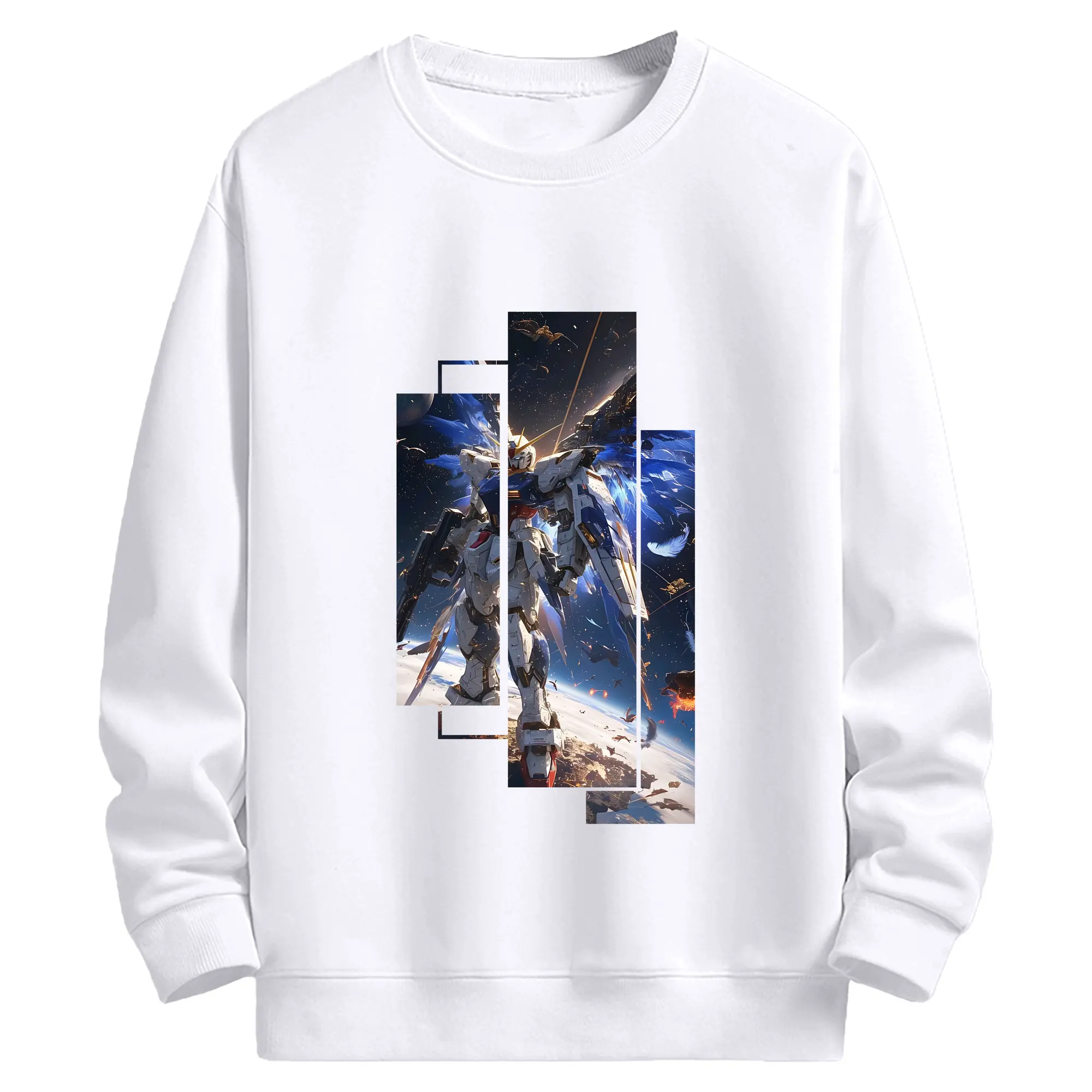 ガンダム グッズ,νガンダム - 高品質 クルーネック スウェット ・ コットン59％ ポリエステル41％ ・ ユニセックス 長袖 トレーナー ・ カジュアル デイリー スポーツ 散歩用