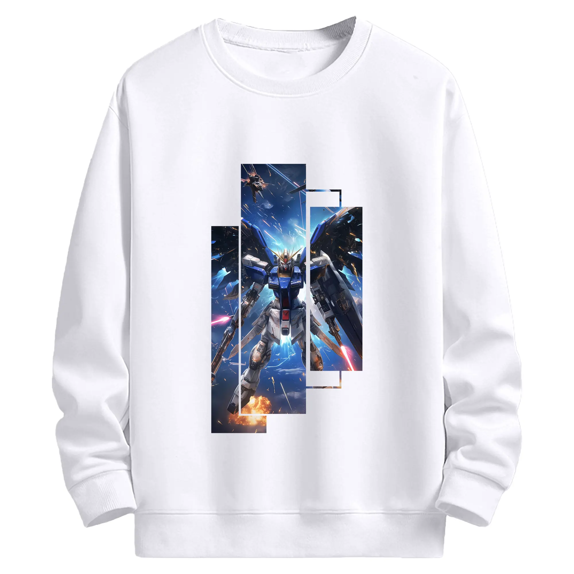 ガンダム グッズ,νガンダム - 高品質 クルーネック スウェット ・ コットン59％ ポリエステル41％ ・ ユニセックス 長袖 トレーナー ・ カジュアル デイリー スポーツ 散歩用