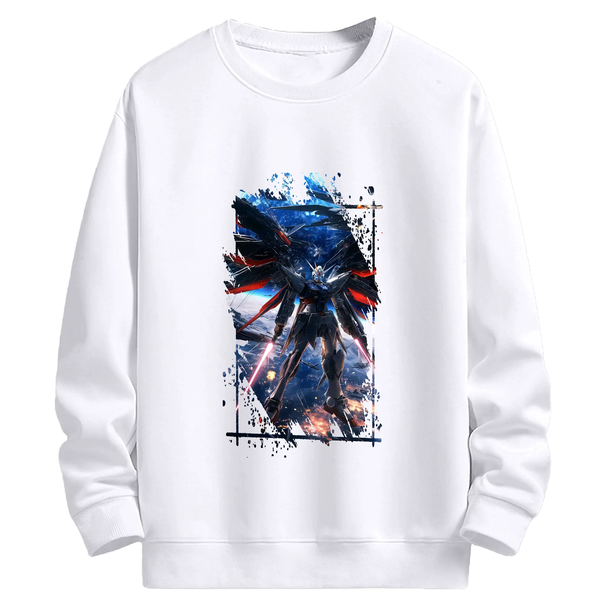 ガンダム グッズ,νガンダム - 高品質 クルーネック スウェット ・ コットン59％ ポリエステル41％ ・ ユニセックス 長袖 トレーナー ・ カジュアル デイリー スポーツ 散歩用