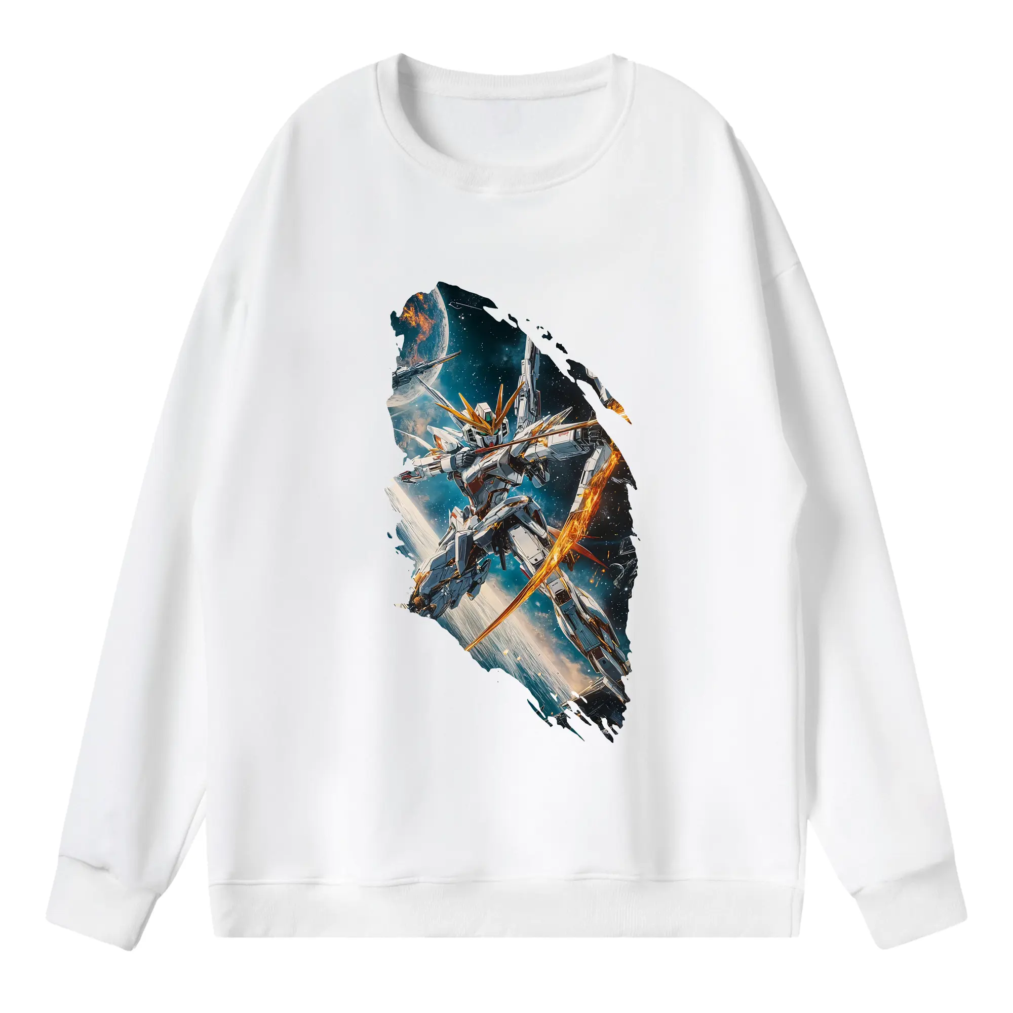 ガンダム グッズ,νガンダム - 薄手 クルーネック スウェット 裏毛260g · ポリエステル 春秋向け カジュアル 男女兼用 · トレーナー デイリー スポーツ 散歩に最適