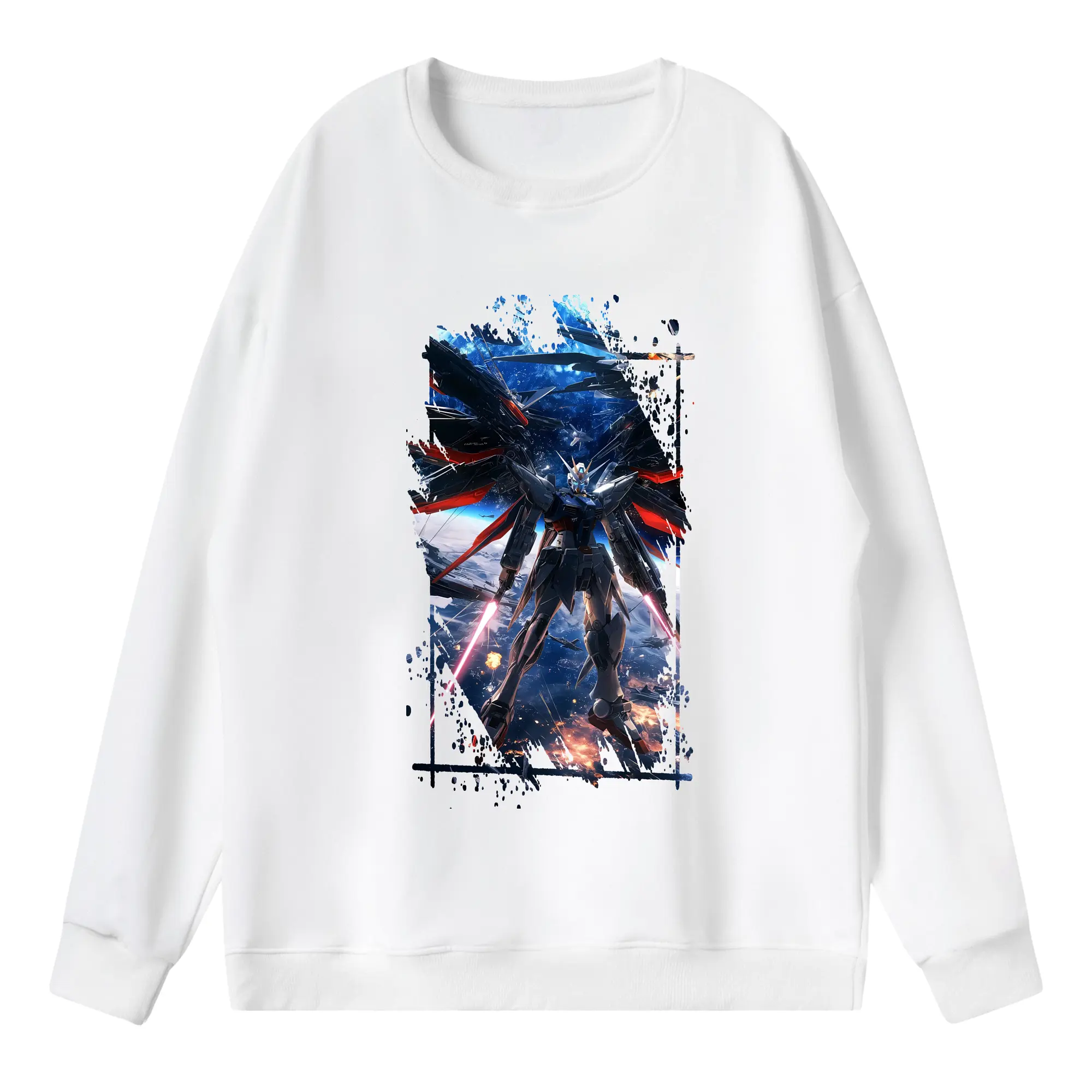 ガンダム グッズ,νガンダム - 薄手 クルーネック スウェット 裏毛260g · ポリエステル 春秋向け カジュアル 男女兼用 · トレーナー デイリー スポーツ 散歩に最適