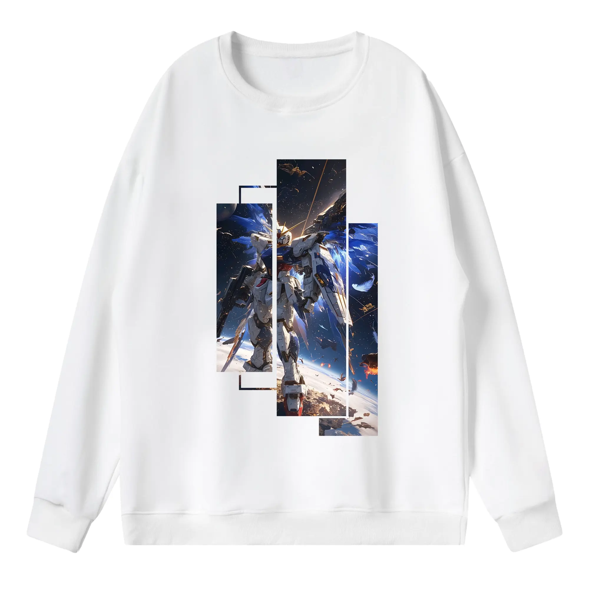 ガンダム グッズ,νガンダム - 薄手 クルーネック スウェット 裏毛260g · ポリエステル 春秋向け カジュアル 男女兼用 · トレーナー デイリー スポーツ 散歩に最適