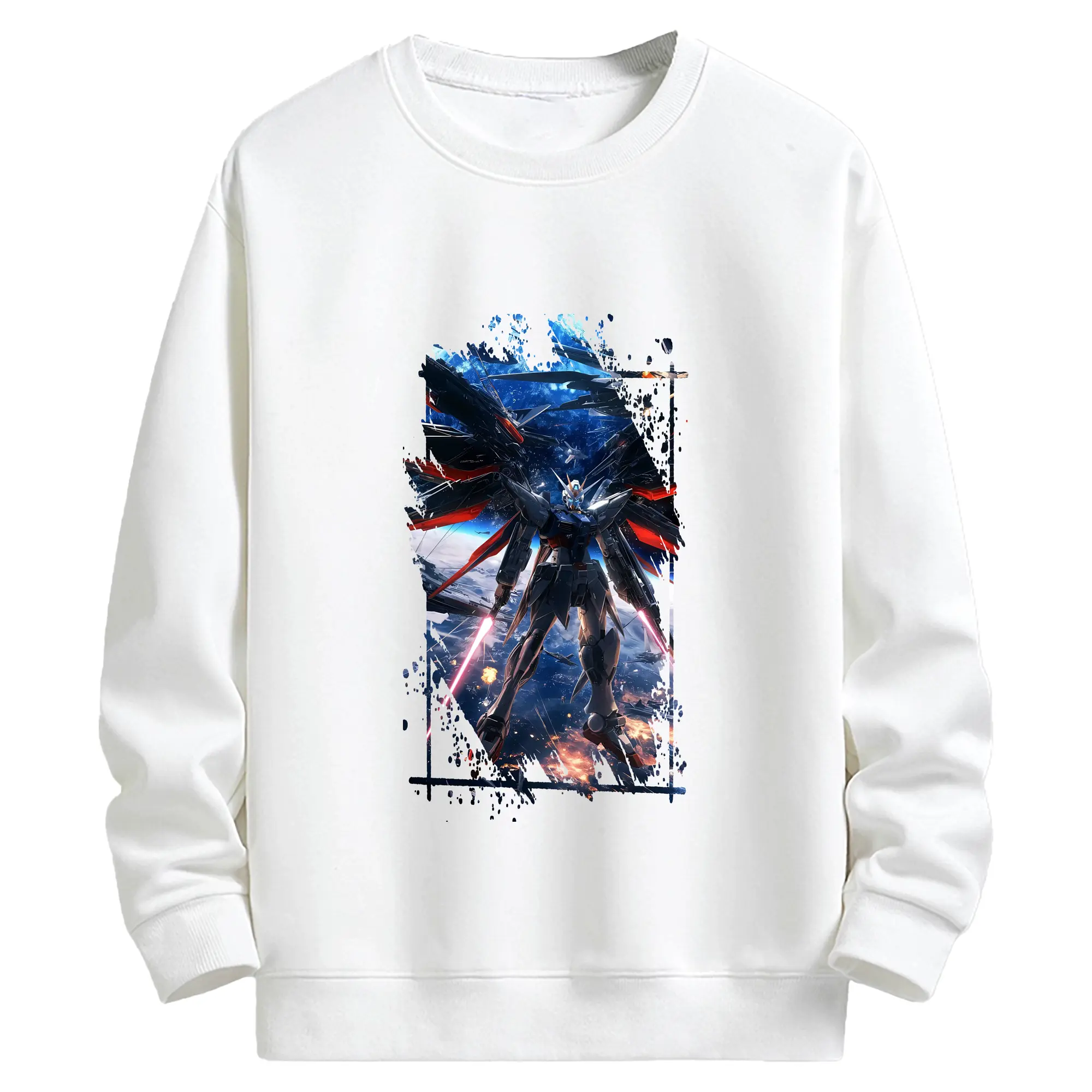 ガンダム グッズ,νガンダム - キッズ クルーネックスウェットシャツ ・ フロントプリント ・ 綿80％ ポリエステル20％ ・ 快適 通学 スポーツ 日常使い お散歩用