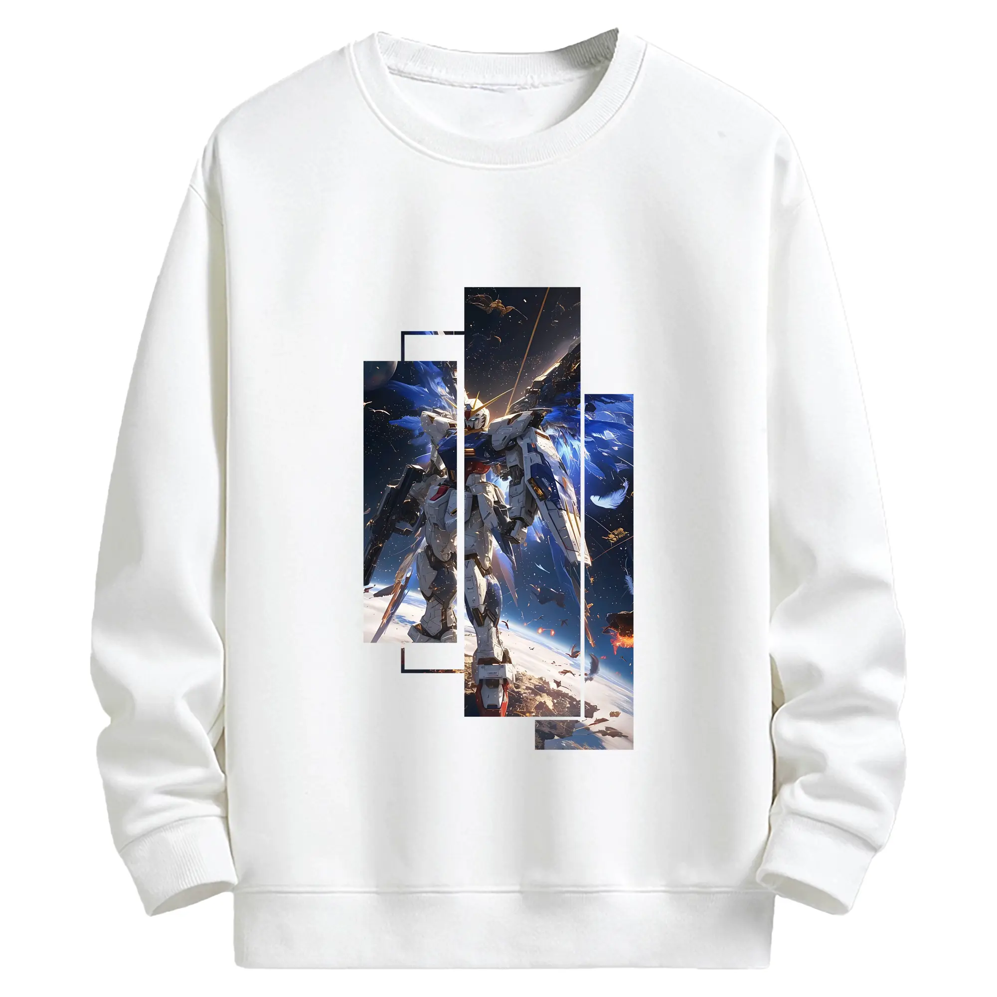 ガンダム グッズ,νガンダム - キッズ クルーネックスウェットシャツ ・ フロントプリント ・ 綿80％ ポリエステル20％ ・ 快適 通学 スポーツ 日常使い お散歩用