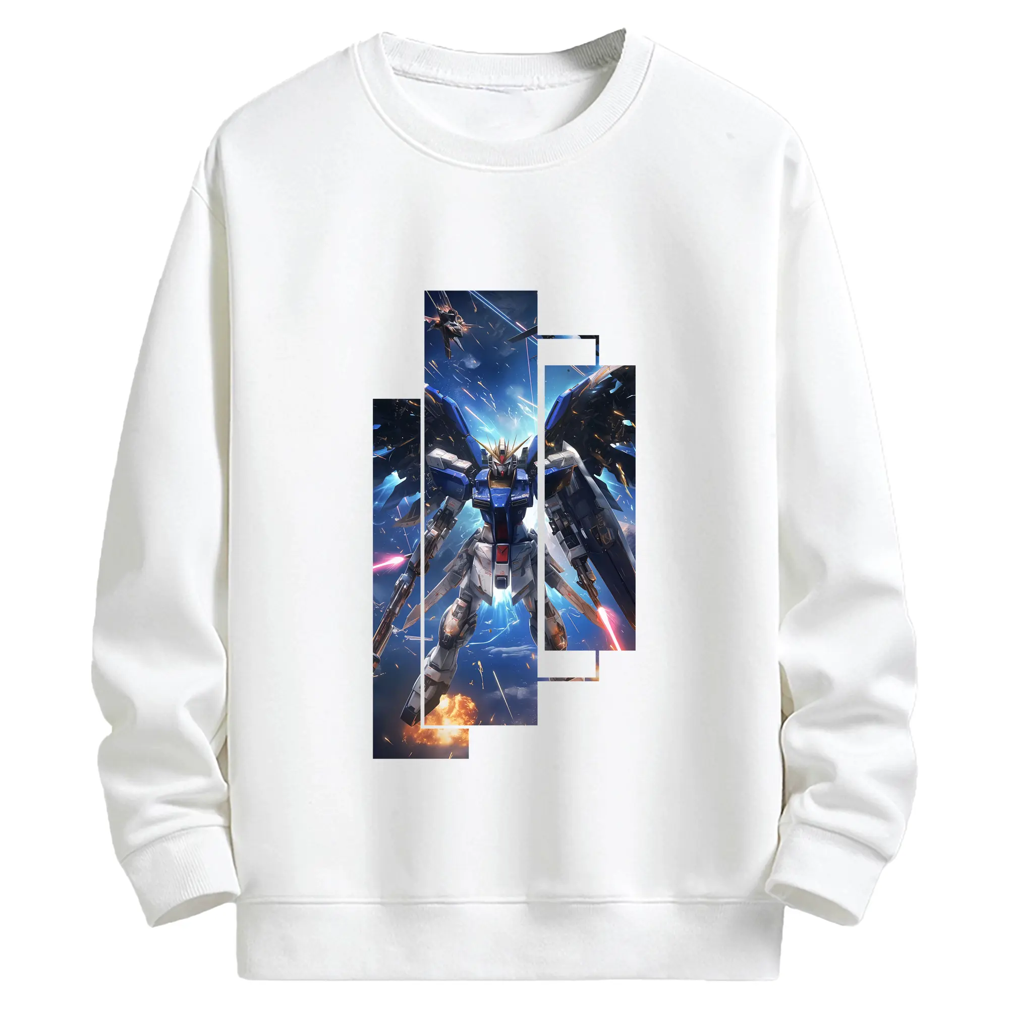 ガンダム グッズ,νガンダム - キッズ クルーネックスウェットシャツ ・ フロントプリント ・ 綿80％ ポリエステル20％ ・ 快適 通学 スポーツ 日常使い お散歩用