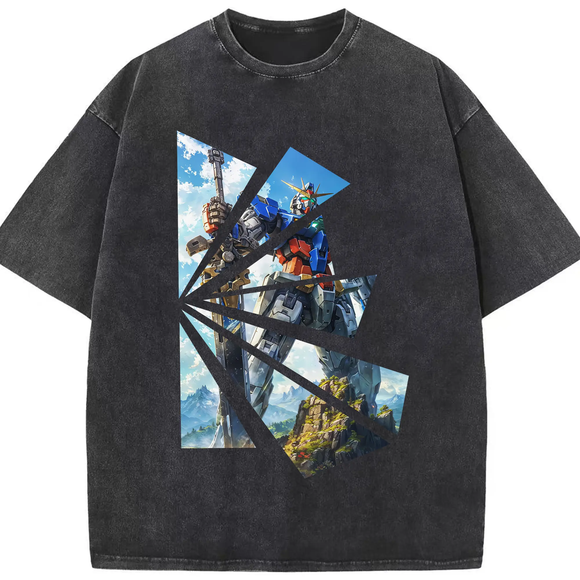 ガンダム グッズ,νガンダム - 綿100％ ヴィンテージ風 半袖Tシャツ ・ フロントプリント ・ 柔らか肌触り ・ 通気性 快適 ・ スポーツ カジュアル 外出用