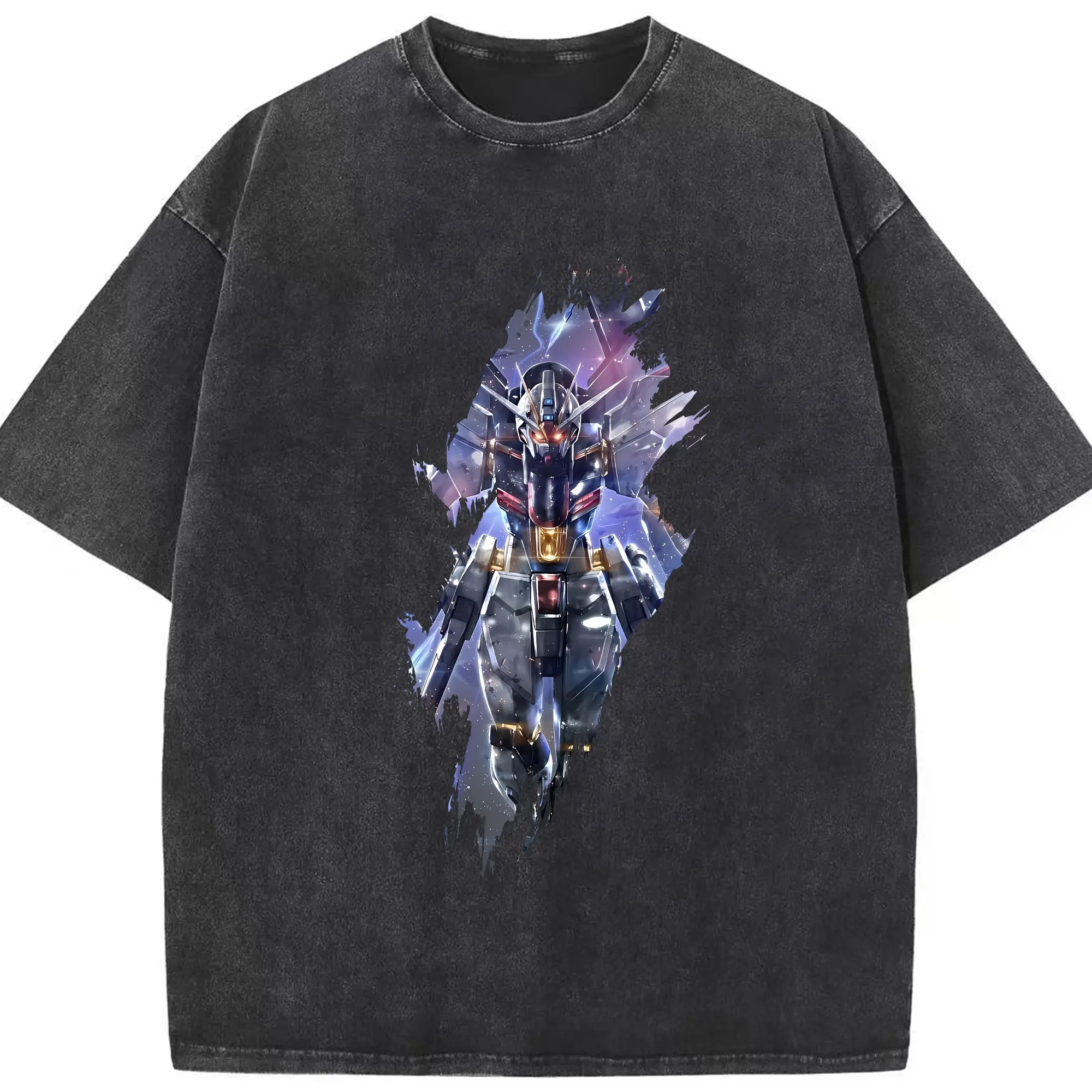 ガンダム グッズ,νガンダム - 綿100％ ヴィンテージ風 半袖Tシャツ ・ フロントプリント ・ 柔らか肌触り ・ 通気性 快適 ・ スポーツ カジュアル 外出用