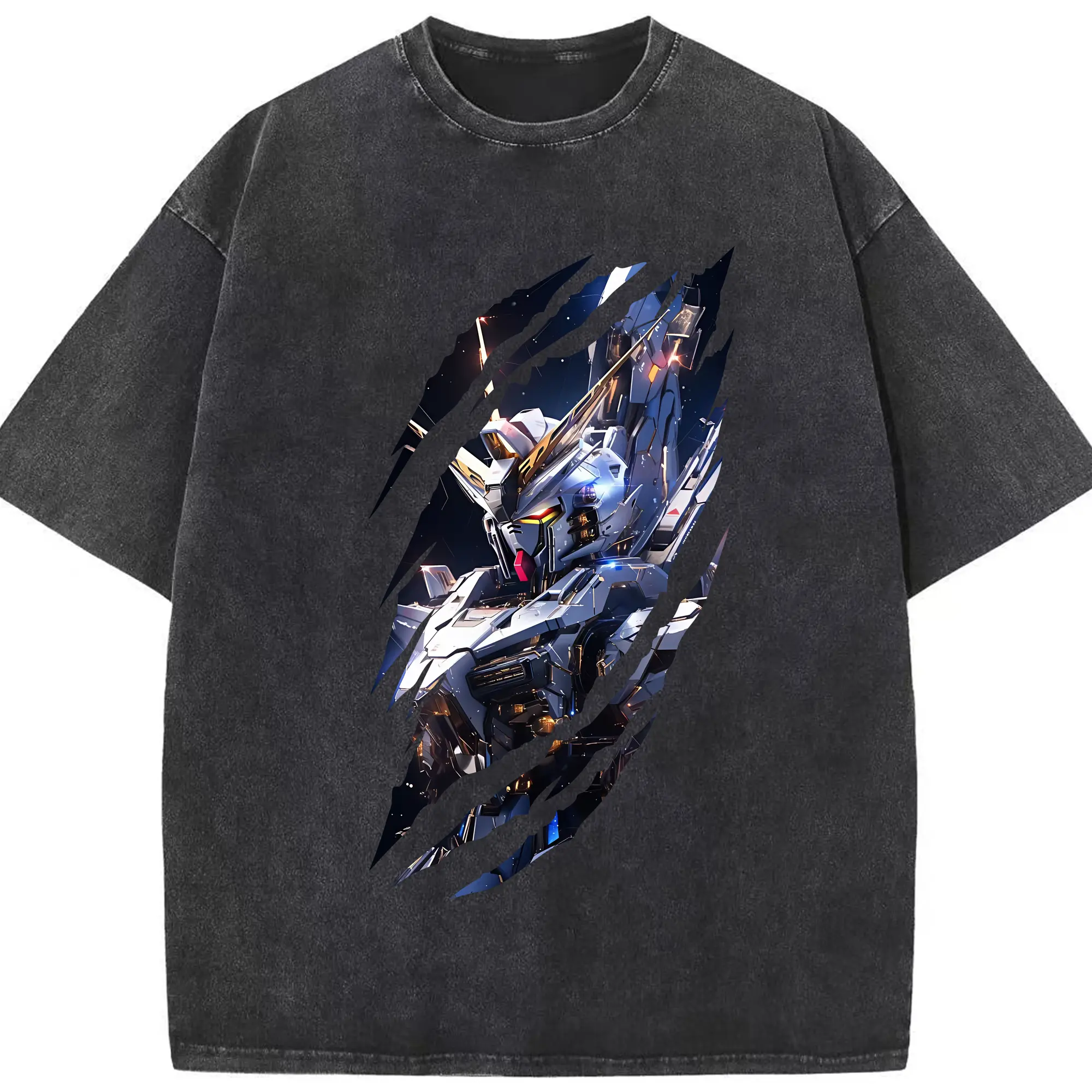 ガンダム グッズ,νガンダム - 綿100％ ヴィンテージ風 半袖Tシャツ ・ フロントプリント ・ 柔らか肌触り ・ 通気性 快適 ・ スポーツ カジュアル 外出用