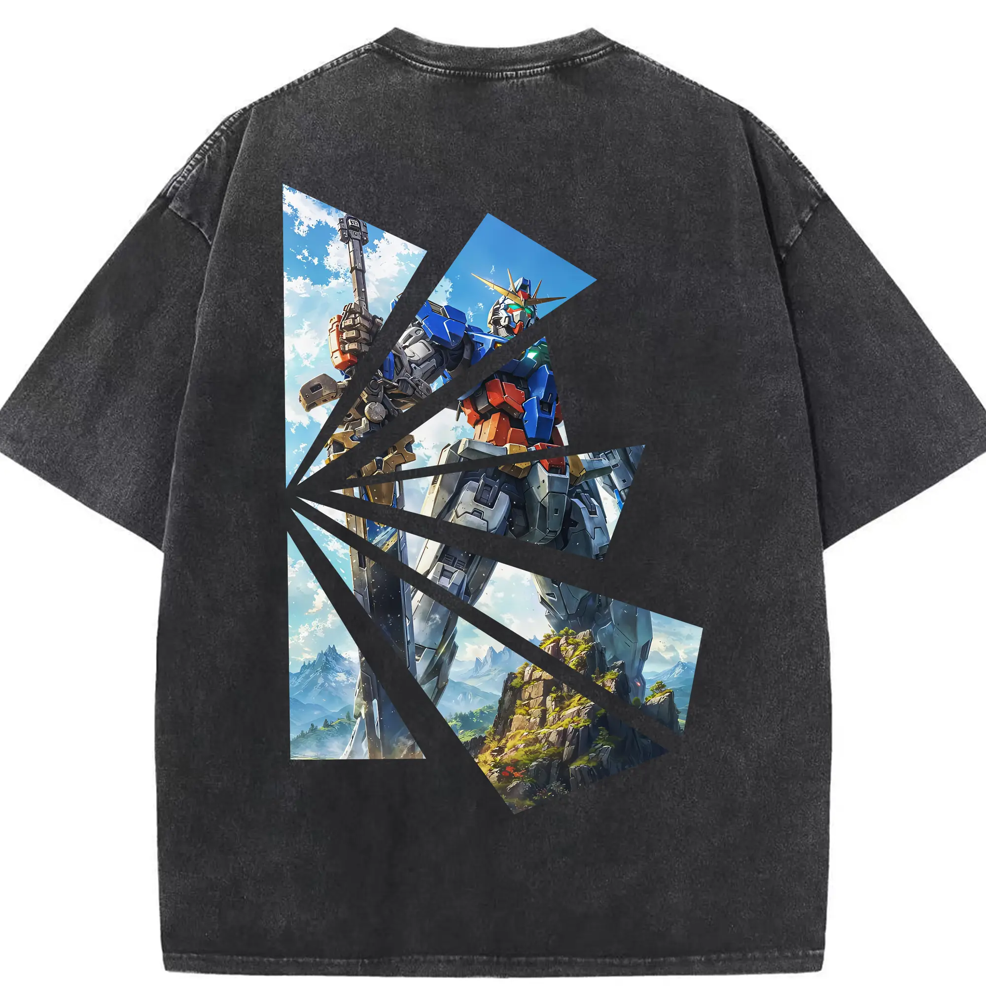 ガンダム グッズ,νガンダム - 綿100％ ヴィンテージ風 半袖Tシャツ ・ 背面プリント ・ 柔らか肌触り ・ 通気性 快適 ・ スポーツ カジュアル 外出用