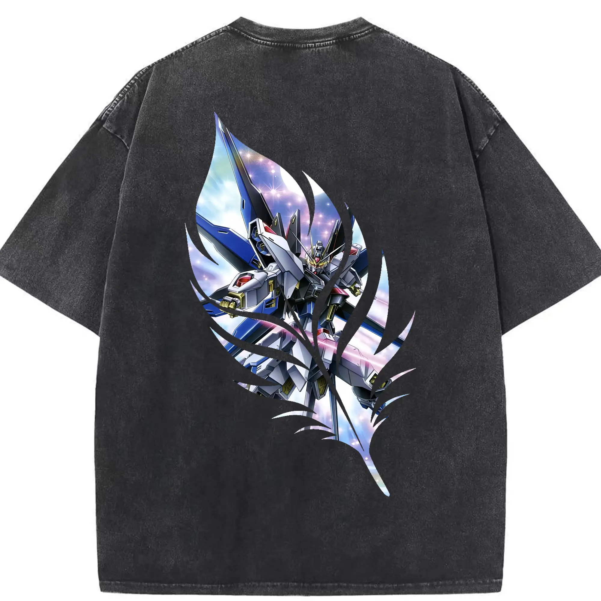 ガンダム グッズ,νガンダム - 綿100％ ヴィンテージ風 半袖Tシャツ ・ 背面プリント ・ 柔らか肌触り ・ 通気性 快適 ・ スポーツ カジュアル 外出用