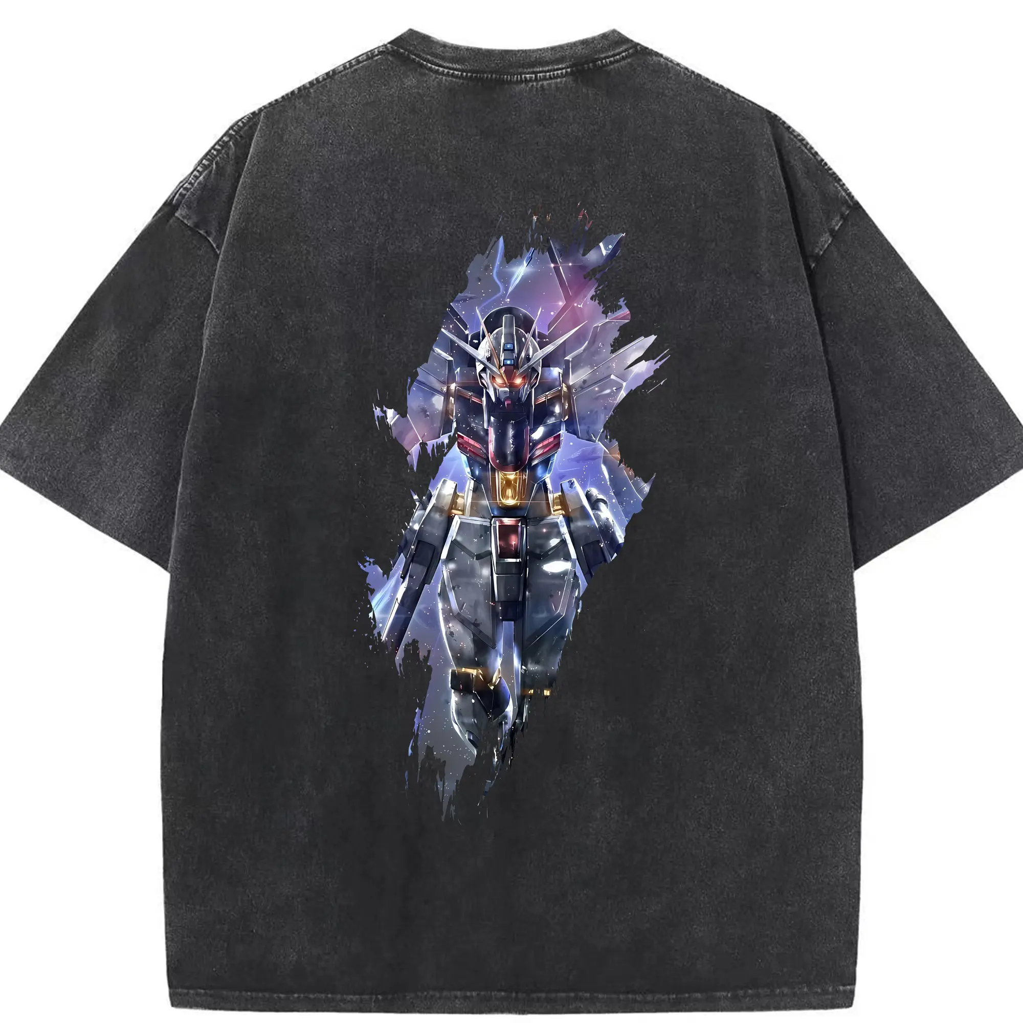 ガンダム グッズ,νガンダム - 綿100％ ヴィンテージ風 半袖Tシャツ ・ 背面プリント ・ 柔らか肌触り ・ 通気性 快適 ・ スポーツ カジュアル 外出用