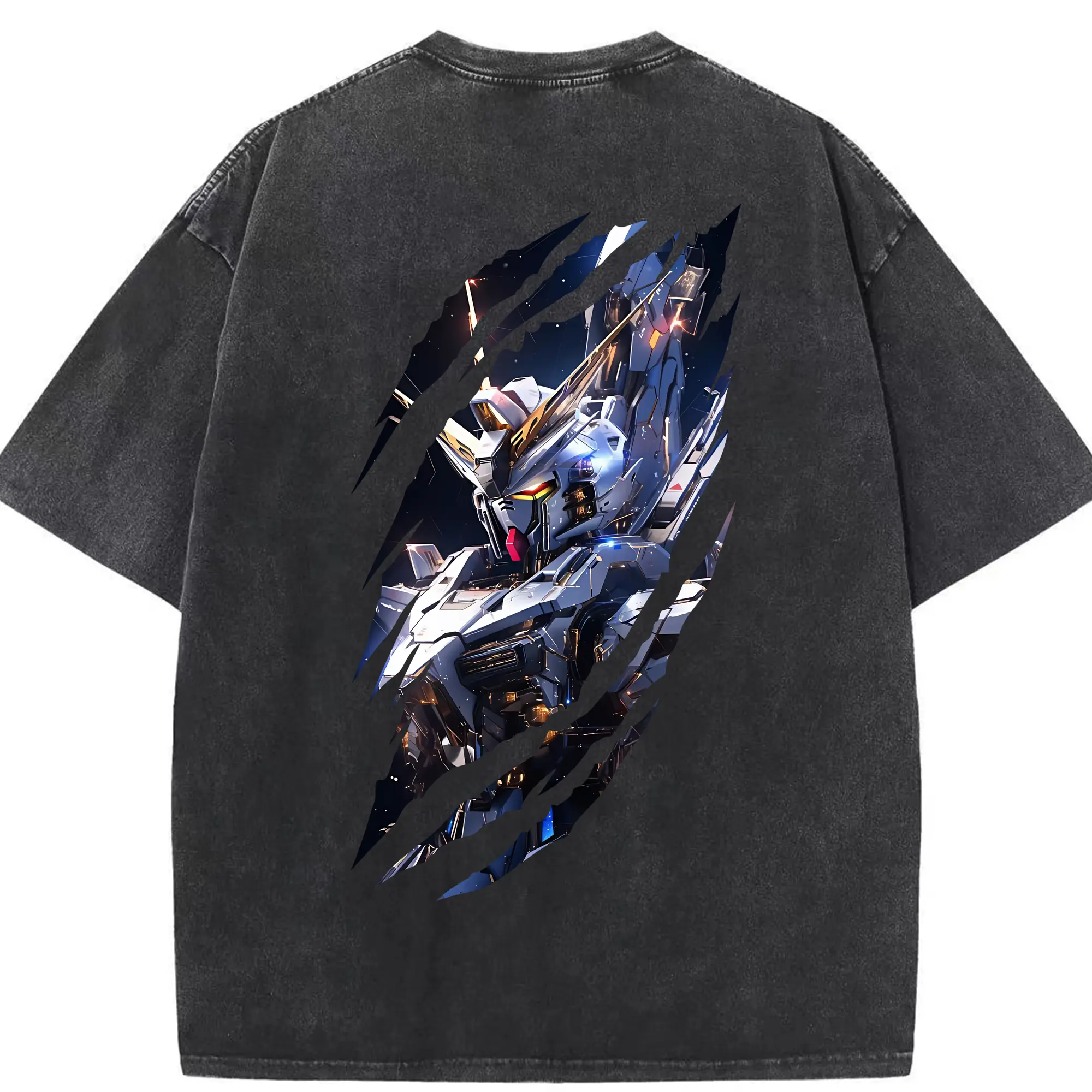 ガンダム グッズ,νガンダム - 綿100％ ヴィンテージ風 半袖Tシャツ ・ 背面プリント ・ 柔らか肌触り ・ 通気性 快適 ・ スポーツ カジュアル 外出用