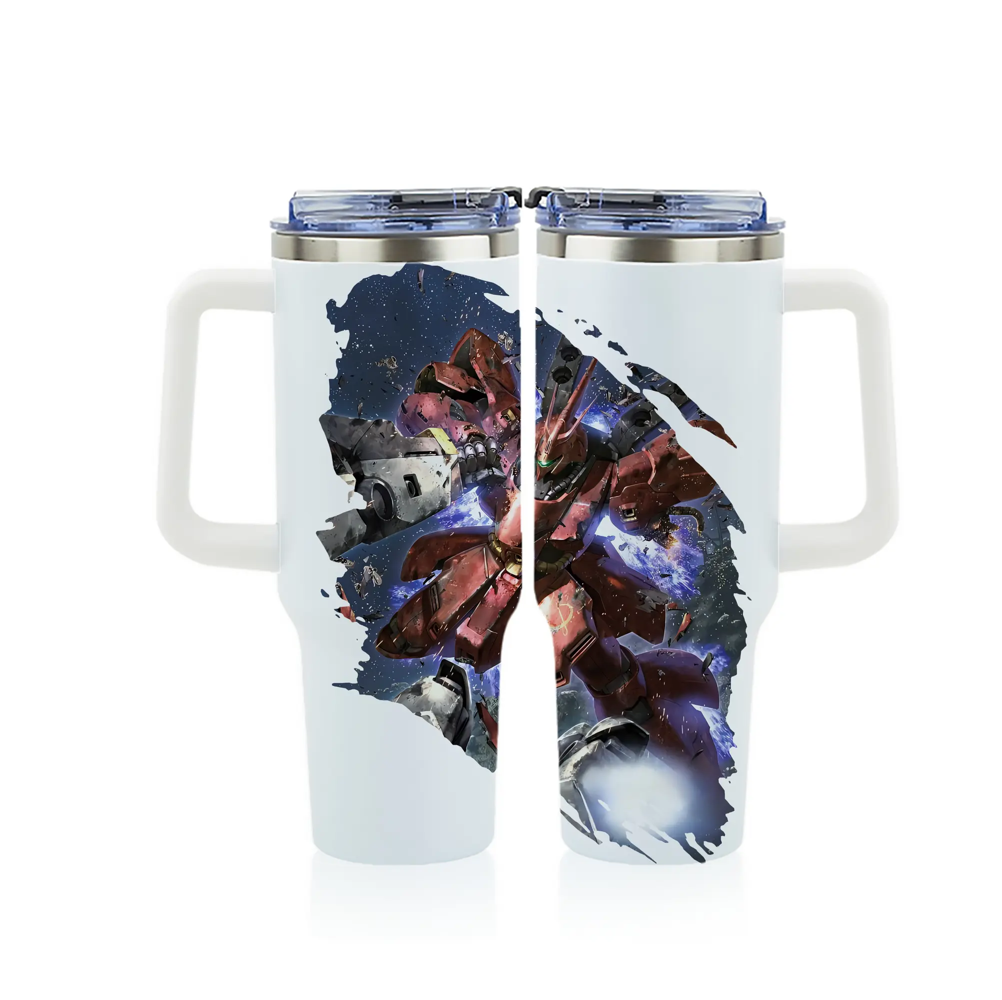ガンダム グッズ,サザビー - 1200mL フルプリント車用タンブラー ・ 304ステンレス 内側 ・ 201ステンレス 外側 ・ 保温 保冷 ・ 通勤 ドライブ アウトドア用