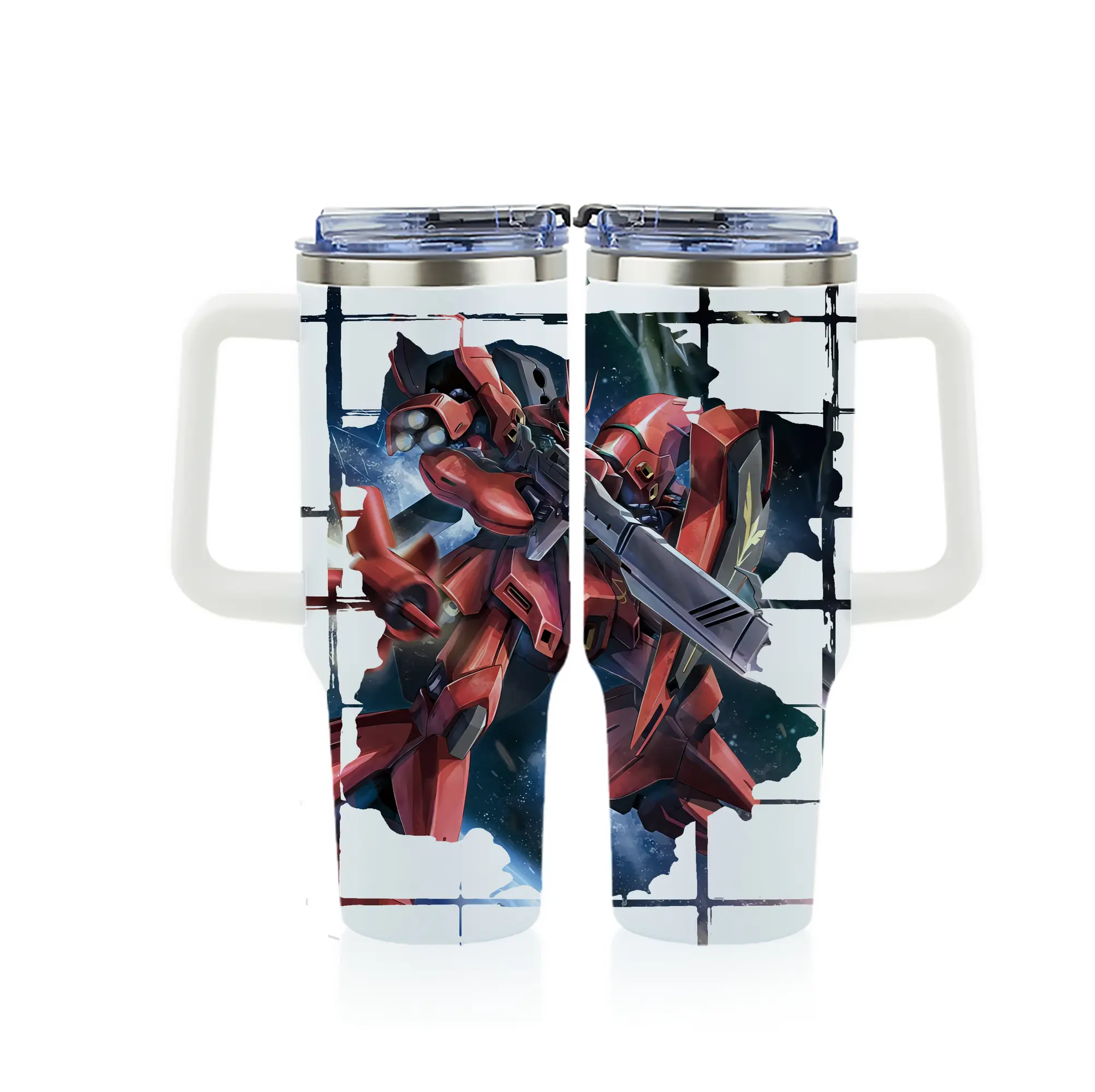 ガンダム グッズ,サザビー - 1200mL フルプリント車用タンブラー ・ 304ステンレス 内側 ・ 201ステンレス 外側 ・ 保温 保冷 ・ 通勤 ドライブ アウトドア用