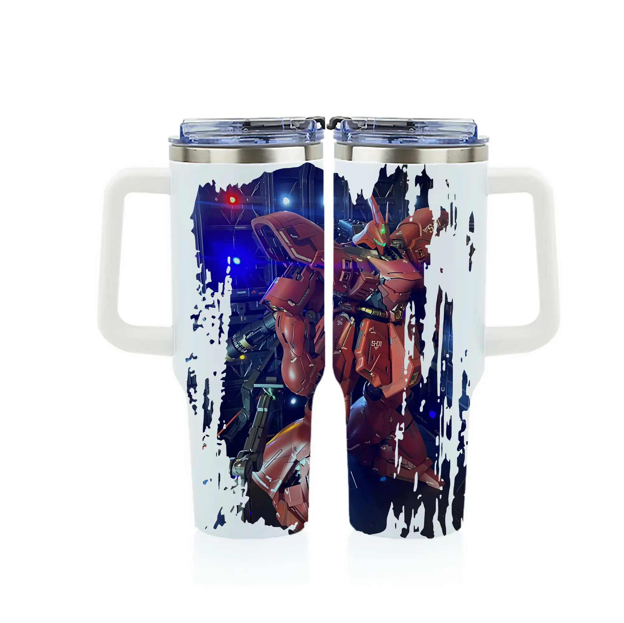 ガンダム グッズ,サザビー - 1200mL フルプリント車用タンブラー ・ 304ステンレス 内側 ・ 201ステンレス 外側 ・ 保温 保冷 ・ 通勤 ドライブ アウトドア用