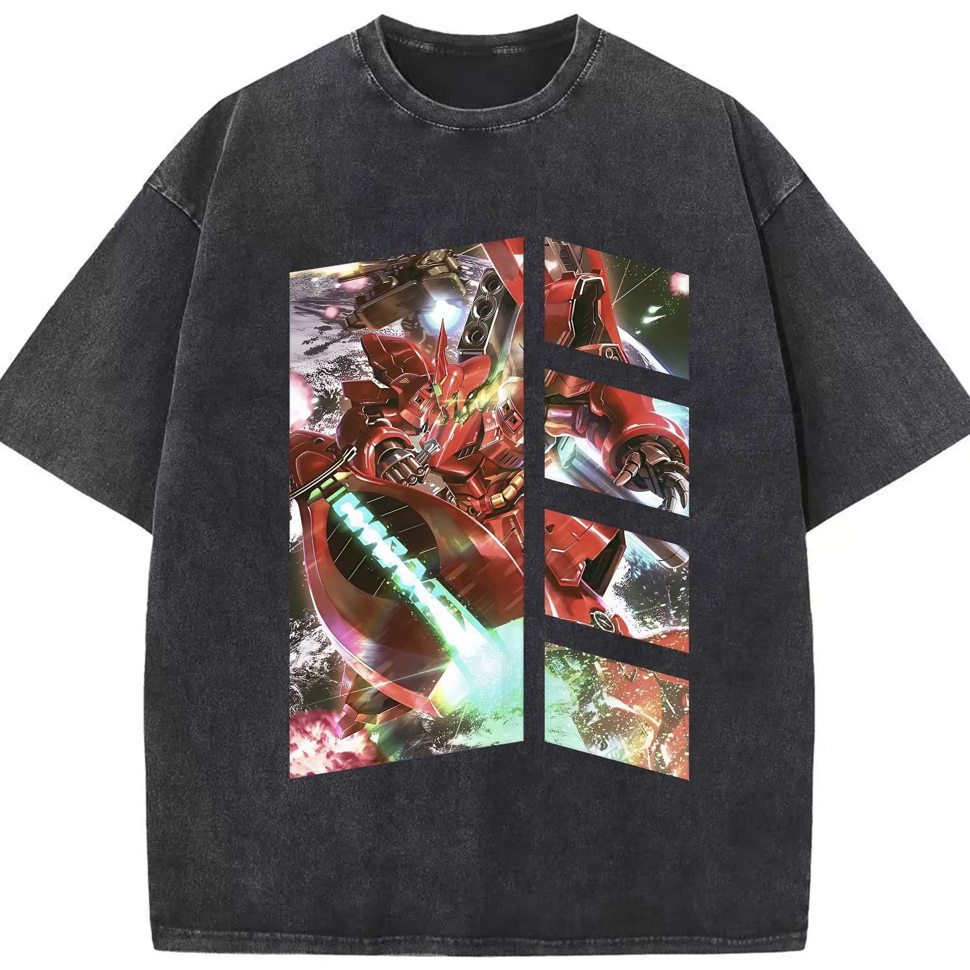 ガンダム グッズ,サザビー - 綿100％ ヴィンテージ風 半袖Tシャツ ・ フロントプリント ・ 柔らか肌触り ・ 通気性 快適 ・ スポーツ カジュアル 外出用