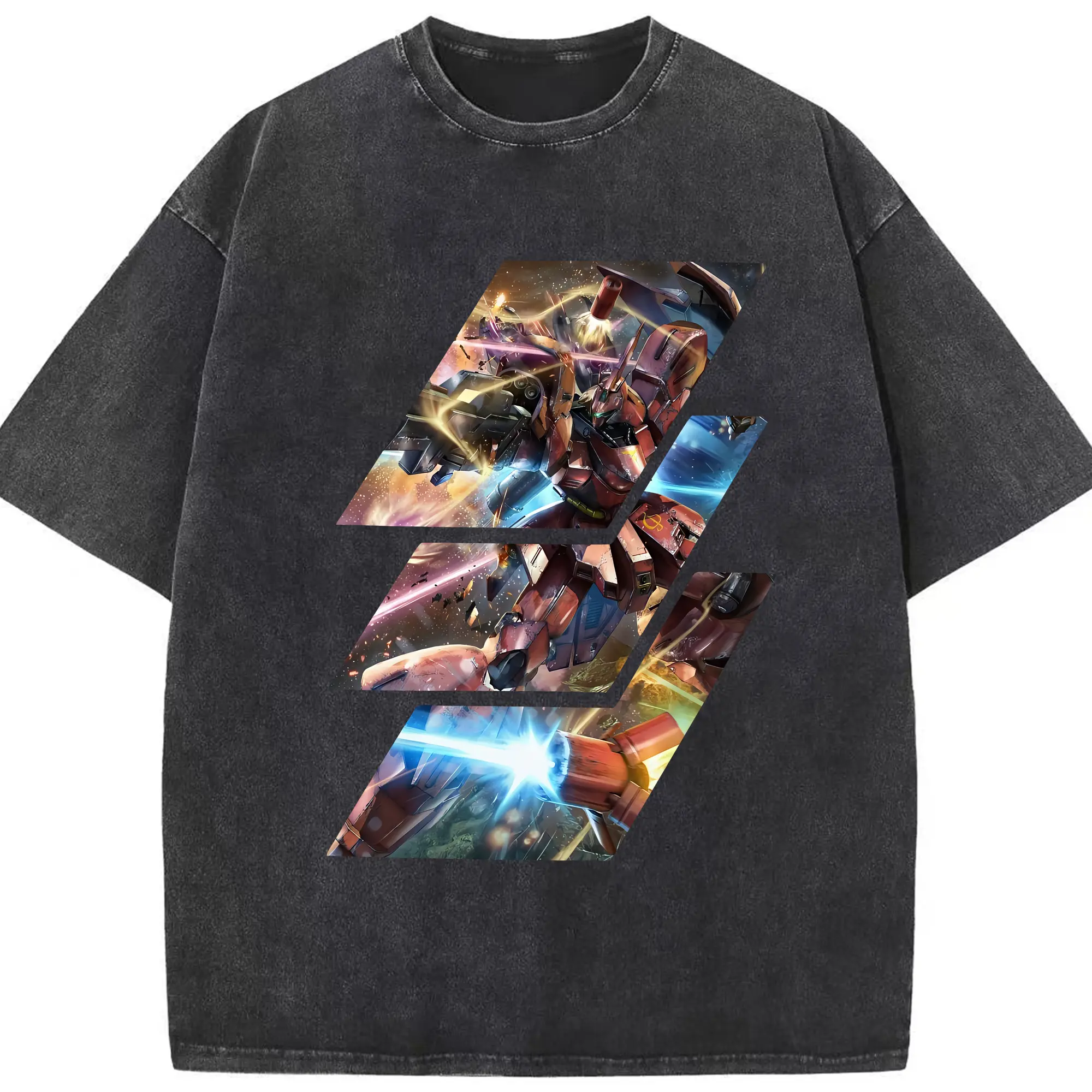 ガンダム グッズ,サザビー - 綿100％ ヴィンテージ風 半袖Tシャツ ・ フロントプリント ・ 柔らか肌触り ・ 通気性 快適 ・ スポーツ カジュアル 外出用