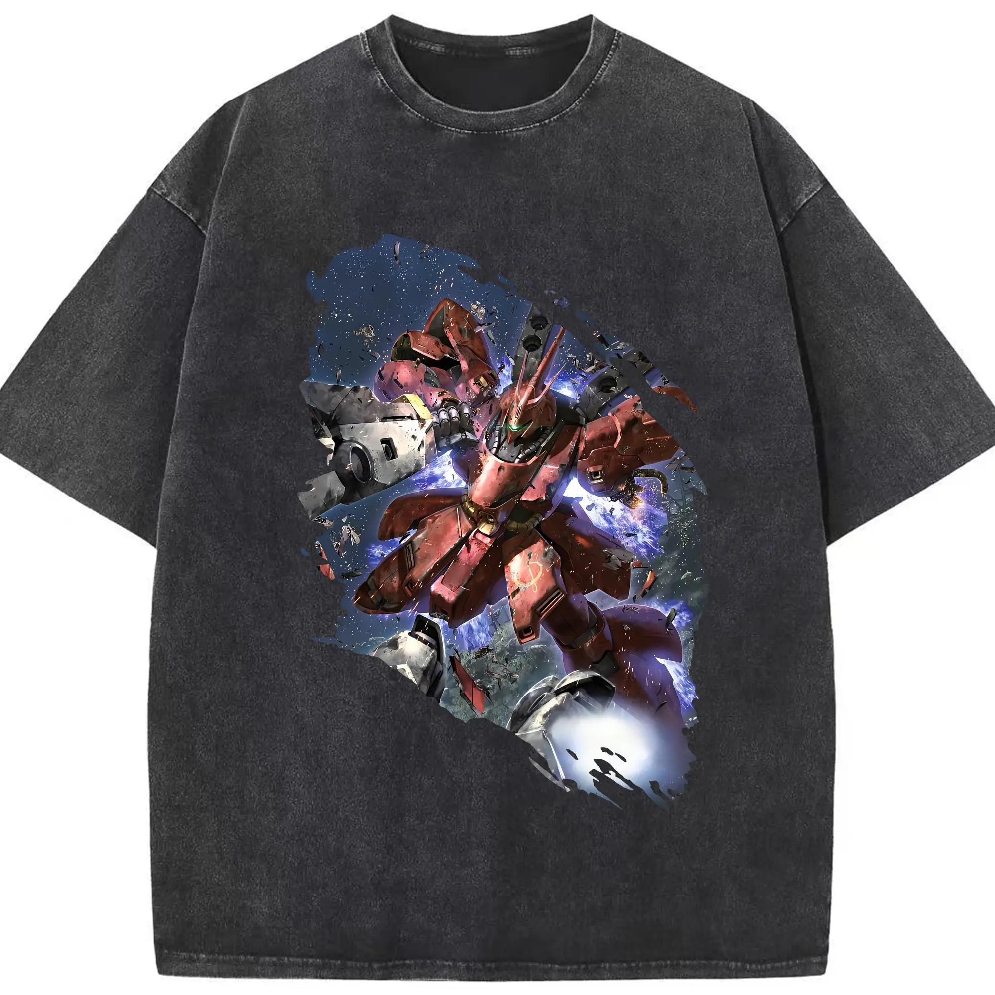 ガンダム グッズ,サザビー - 綿100％ ヴィンテージ風 半袖Tシャツ ・ フロントプリント ・ 柔らか肌触り ・ 通気性 快適 ・ スポーツ カジュアル 外出用