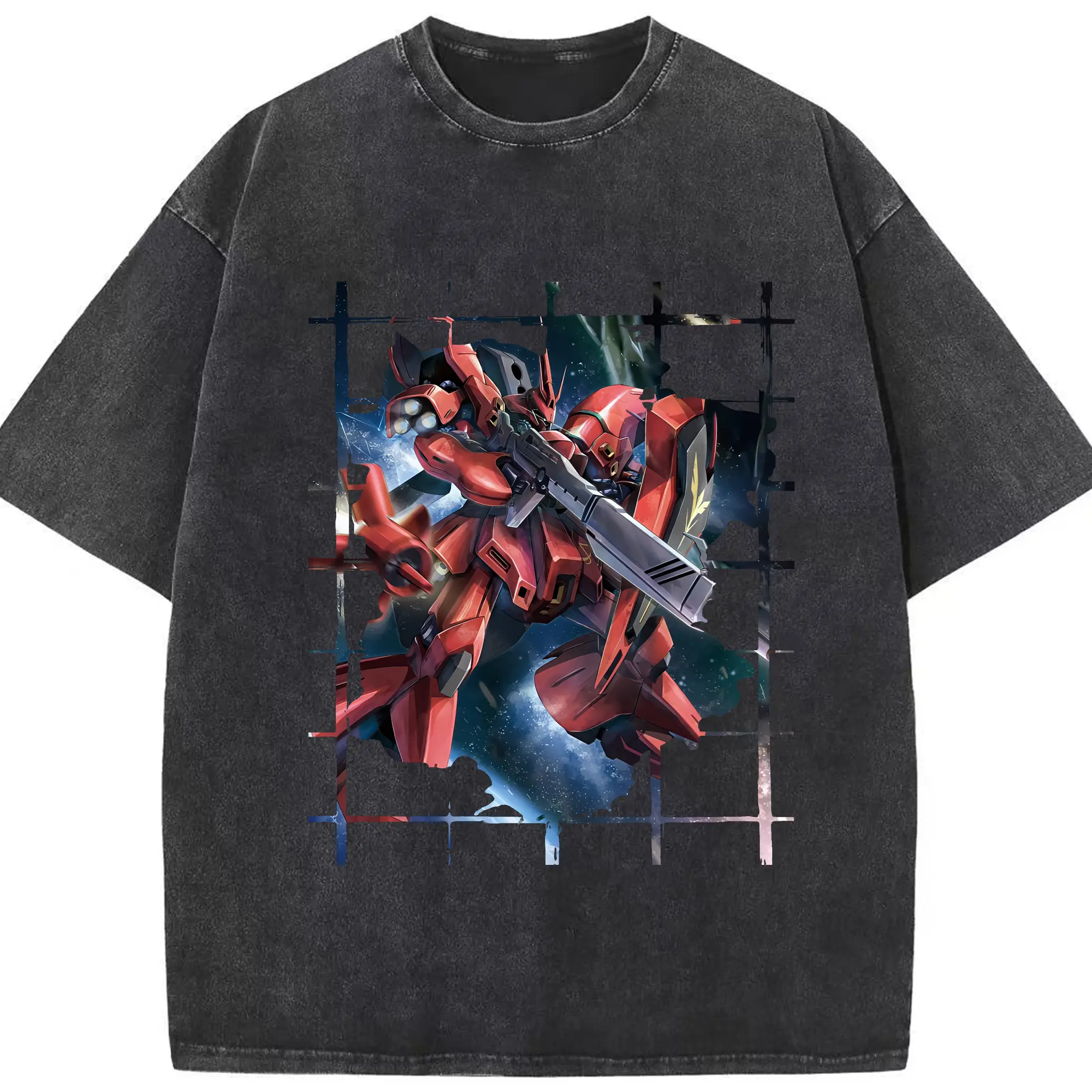 ガンダム グッズ,サザビー - 綿100％ ヴィンテージ風 半袖Tシャツ ・ フロントプリント ・ 柔らか肌触り ・ 通気性 快適 ・ スポーツ カジュアル 外出用
