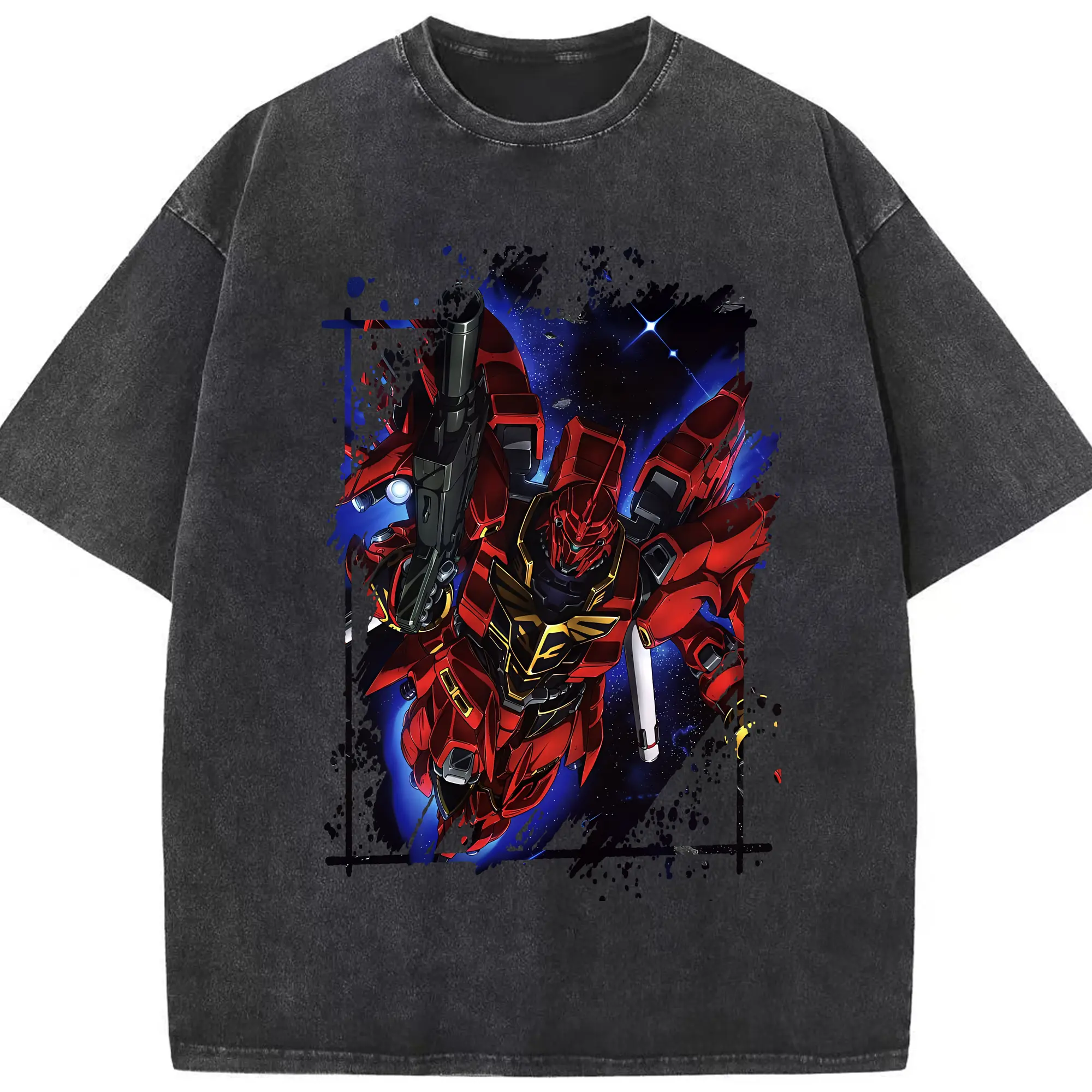ガンダム グッズ,サザビー - 綿100％ ヴィンテージ風 半袖Tシャツ ・ フロントプリント ・ 柔らか肌触り ・ 通気性 快適 ・ スポーツ カジュアル 外出用