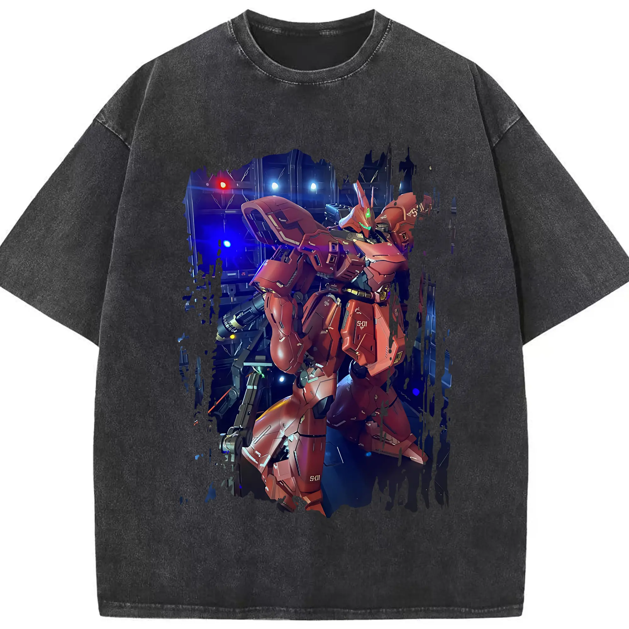 ガンダム グッズ,サザビー - 綿100％ ヴィンテージ風 半袖Tシャツ ・ フロントプリント ・ 柔らか肌触り ・ 通気性 快適 ・ スポーツ カジュアル 外出用