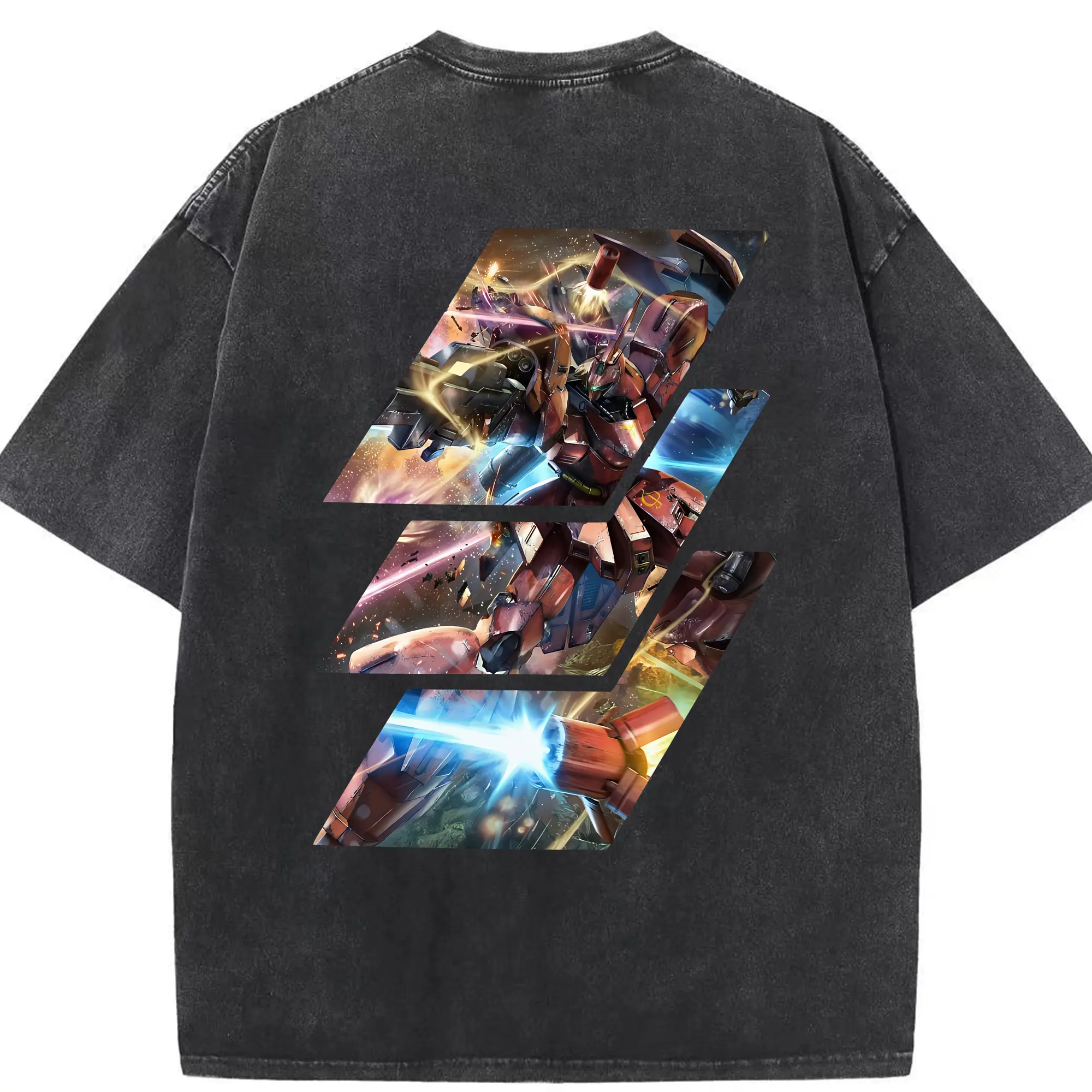 ガンダム グッズ,サザビー - 綿100％ ヴィンテージ風 半袖Tシャツ ・ 背面プリント ・ 柔らか肌触り ・ 通気性 快適 ・ スポーツ カジュアル 外出用