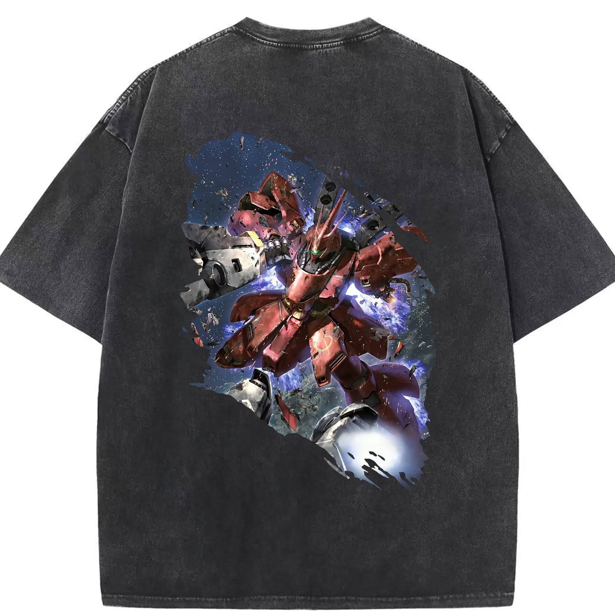 ガンダム グッズ,サザビー - 綿100％ ヴィンテージ風 半袖Tシャツ ・ 背面プリント ・ 柔らか肌触り ・ 通気性 快適 ・ スポーツ カジュアル 外出用