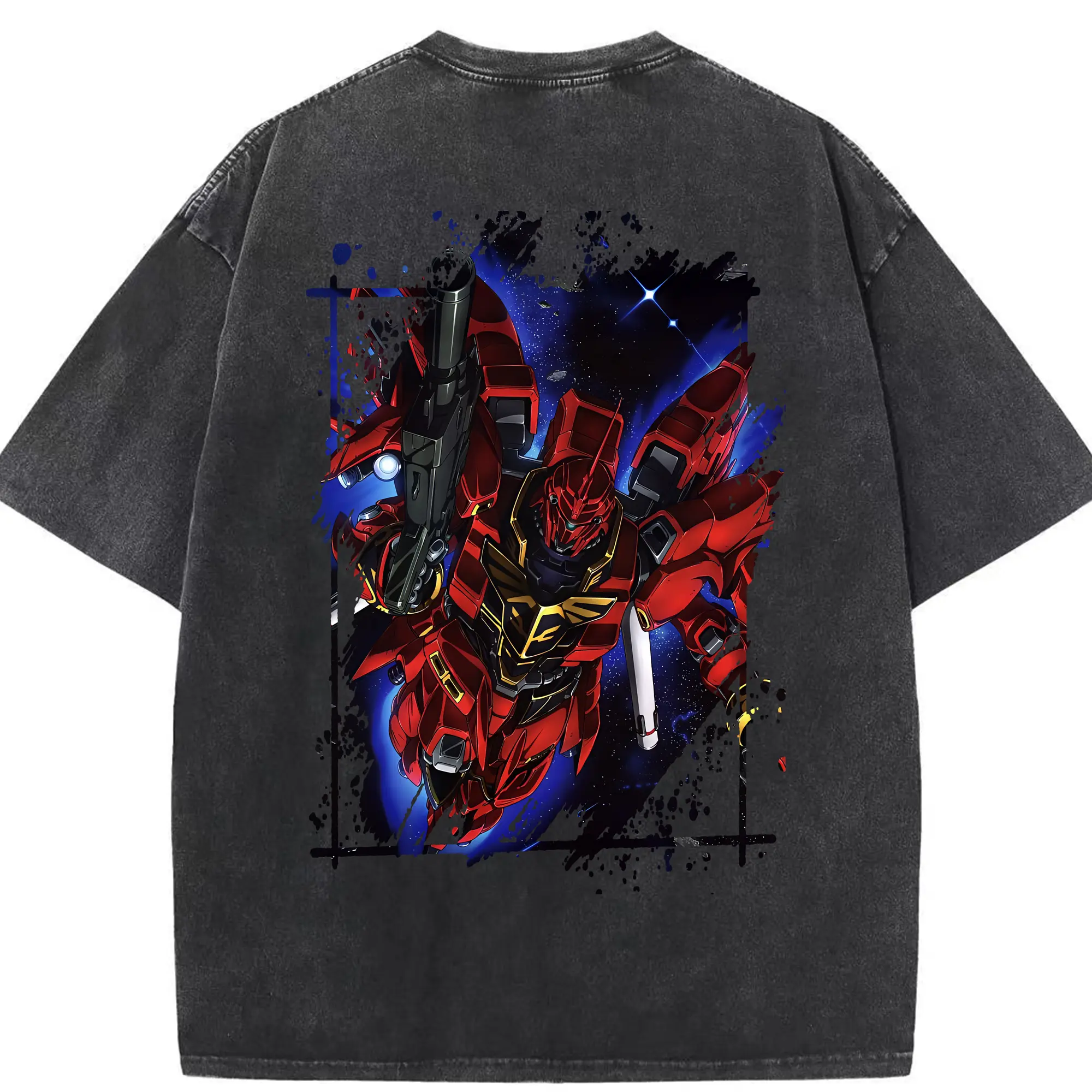ガンダム グッズ,サザビー - 綿100％ ヴィンテージ風 半袖Tシャツ ・ 背面プリント ・ 柔らか肌触り ・ 通気性 快適 ・ スポーツ カジュアル 外出用