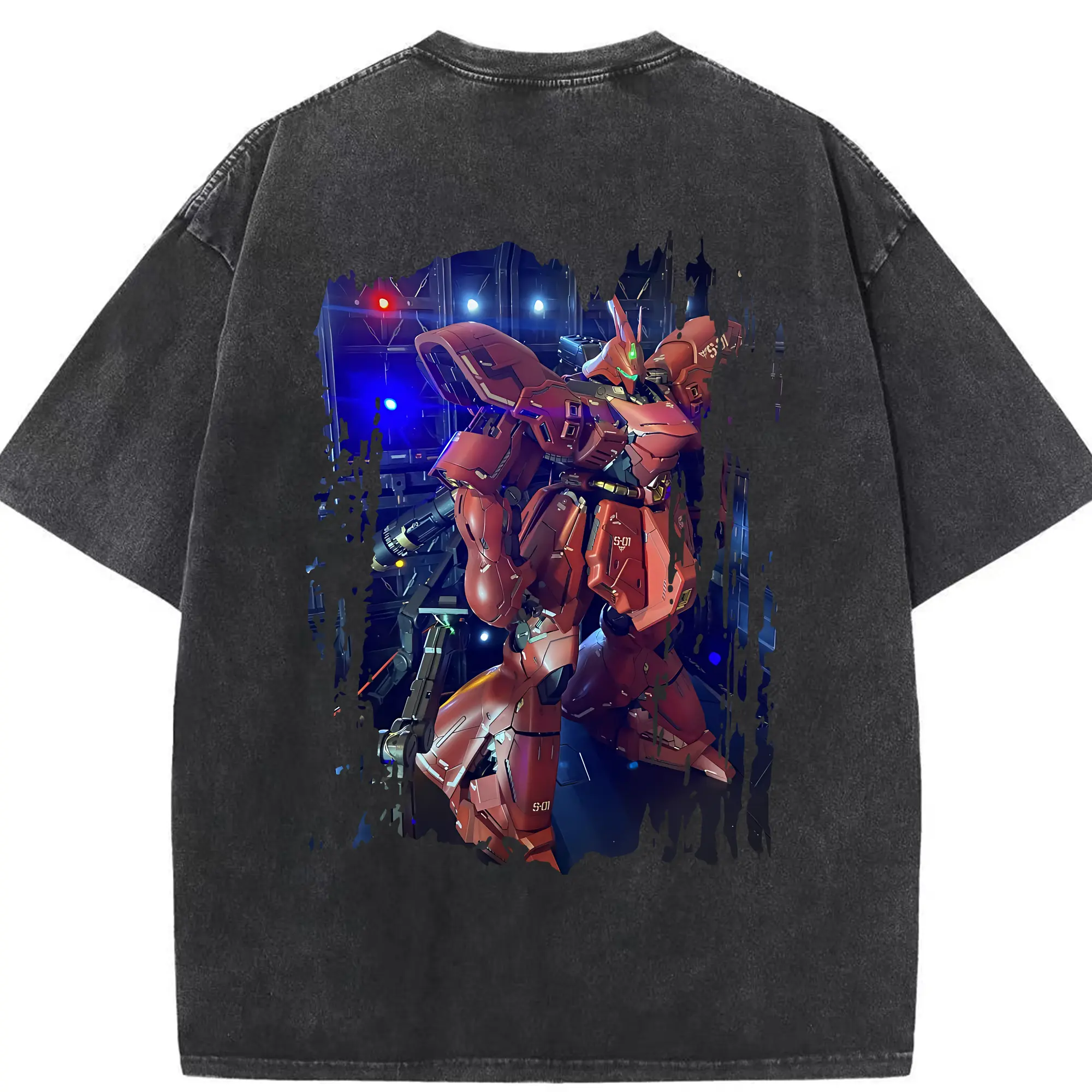 ガンダム グッズ,サザビー - 綿100％ ヴィンテージ風 半袖Tシャツ ・ 背面プリント ・ 柔らか肌触り ・ 通気性 快適 ・ スポーツ カジュアル 外出用