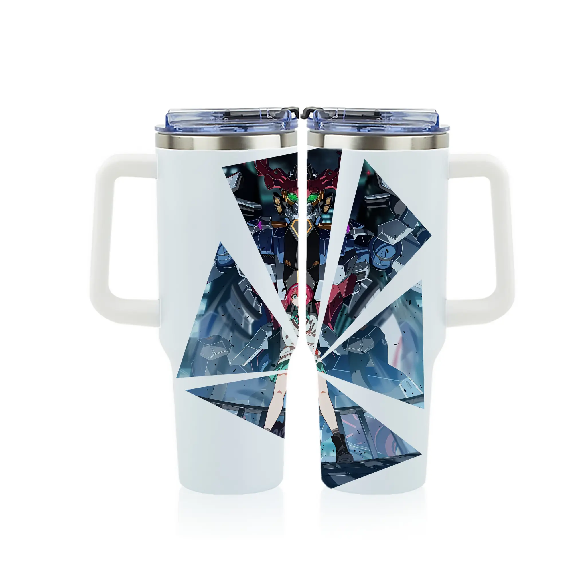 ガンダム グッズ,Gクゥァンタガンダム - 1200mL フルプリント車用タンブラー ・ 304ステンレス 内側 ・ 201ステンレス 外側 ・ 保温 保冷 ・ 通勤 ドライブ アウトドア用