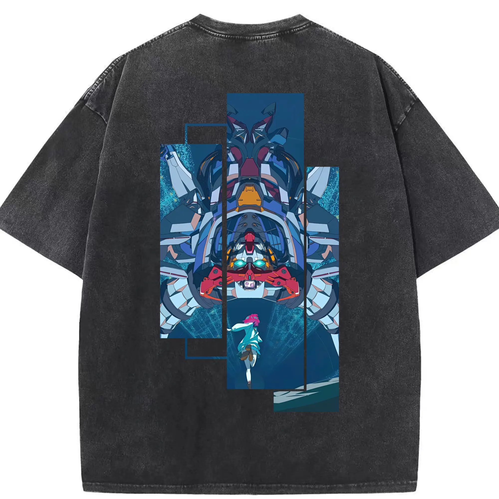 ガンダム グッズ,Gクゥァンタガンダム - 綿100％ ヴィンテージ風 半袖Tシャツ ・ 背面プリント ・ 柔らか肌触り ・ 通気性 快適 ・ スポーツ カジュアル 外出用