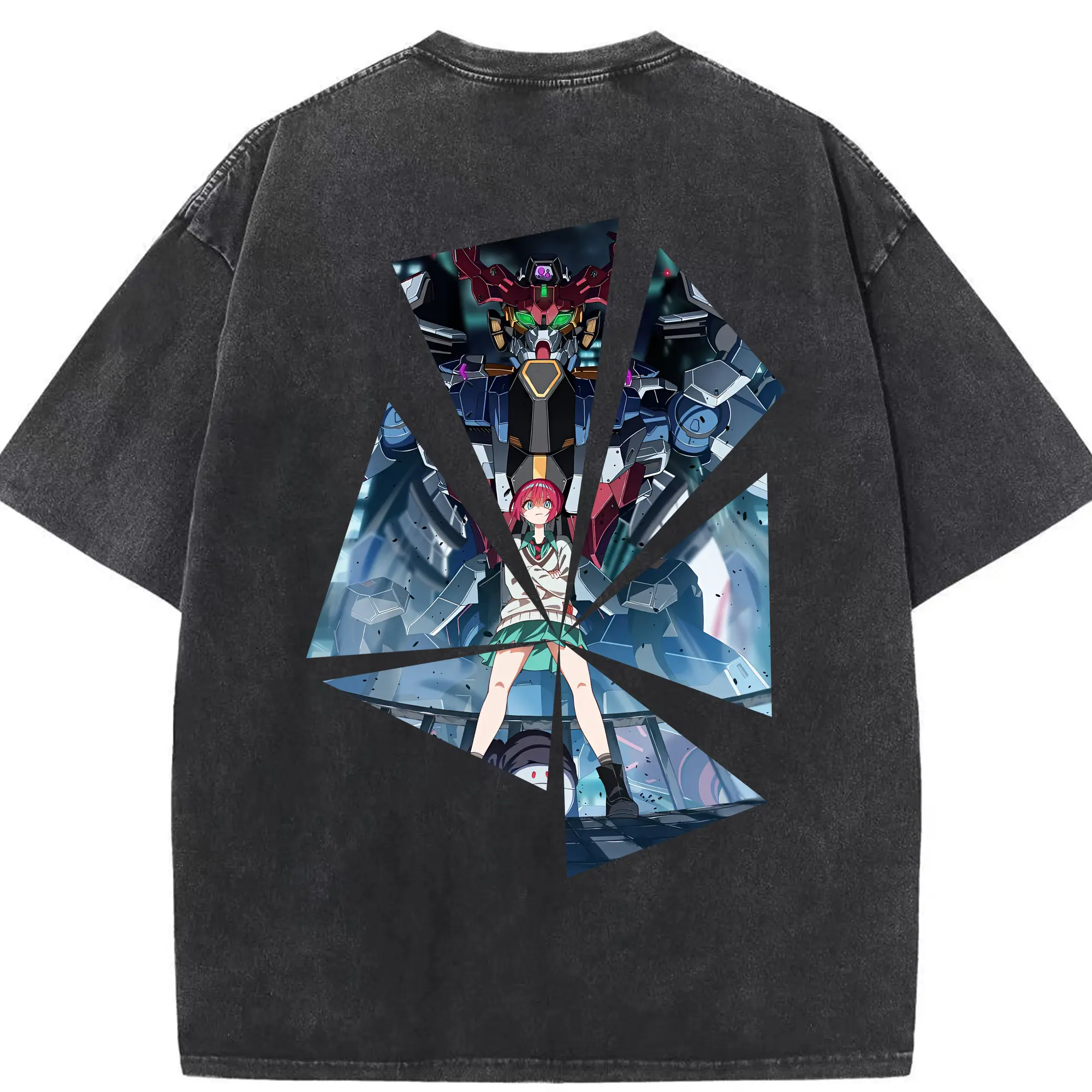 ガンダム グッズ,Gクゥァンタガンダム - 綿100％ ヴィンテージ風 半袖Tシャツ ・ 背面プリント ・ 柔らか肌触り ・ 通気性 快適 ・ スポーツ カジュアル 外出用