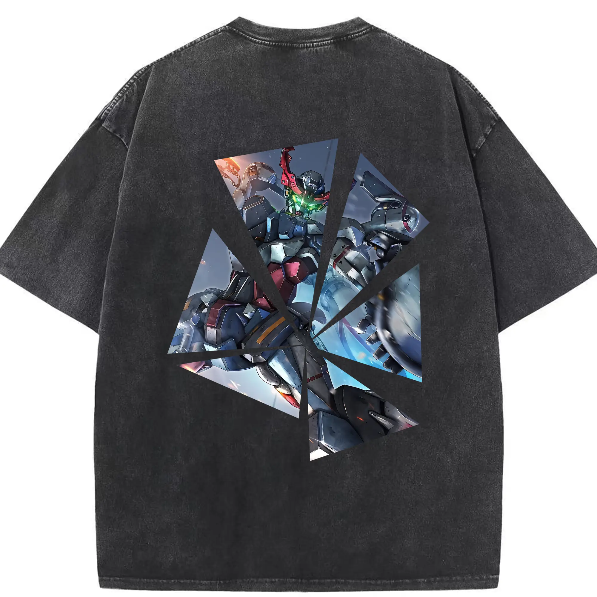 ガンダム グッズ,Gクゥァンタガンダム - 綿100％ ヴィンテージ風 半袖Tシャツ ・ 背面プリント ・ 柔らか肌触り ・ 通気性 快適 ・ スポーツ カジュアル 外出用