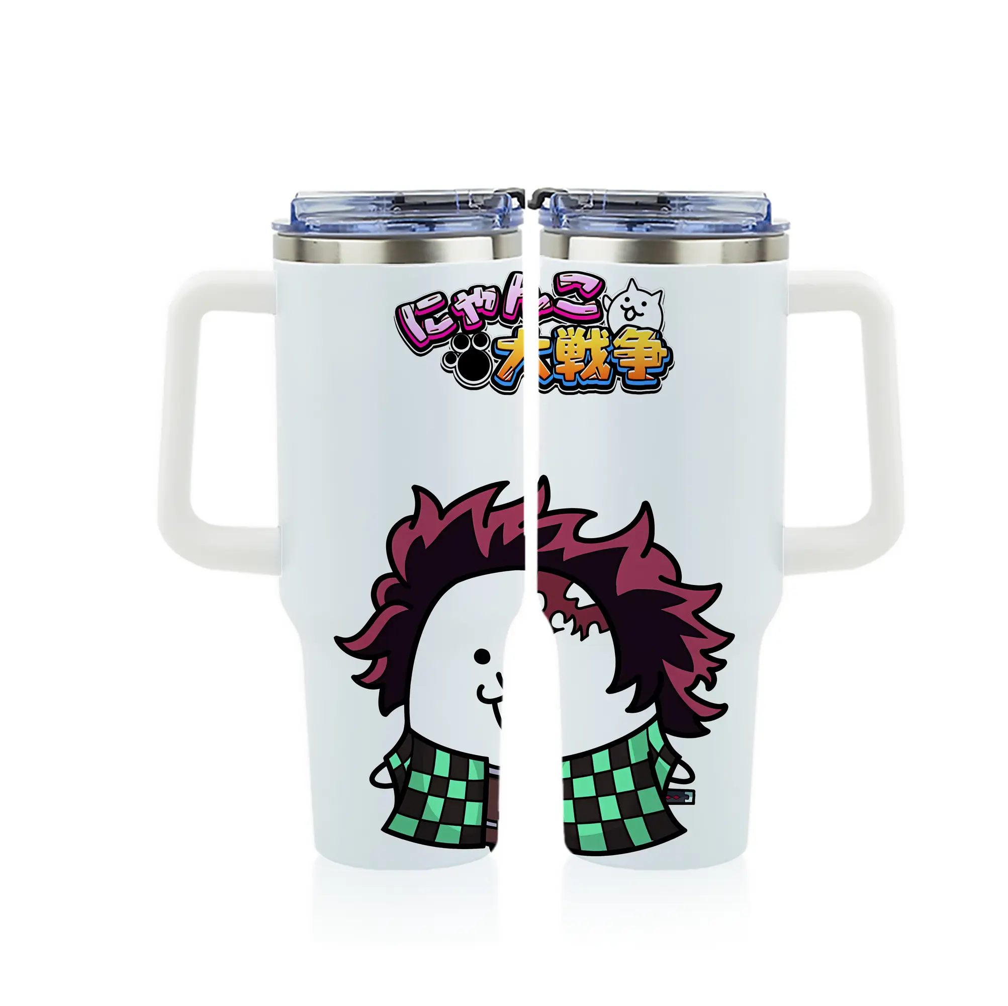 にゃんこ大戦争 グッズ - 1200mL フルプリント車用タンブラー ・ 304ステンレス 内側 ・ 201ステンレス 外側 ・ 保温 保冷 ・ 通勤 ドライブ アウトドア用