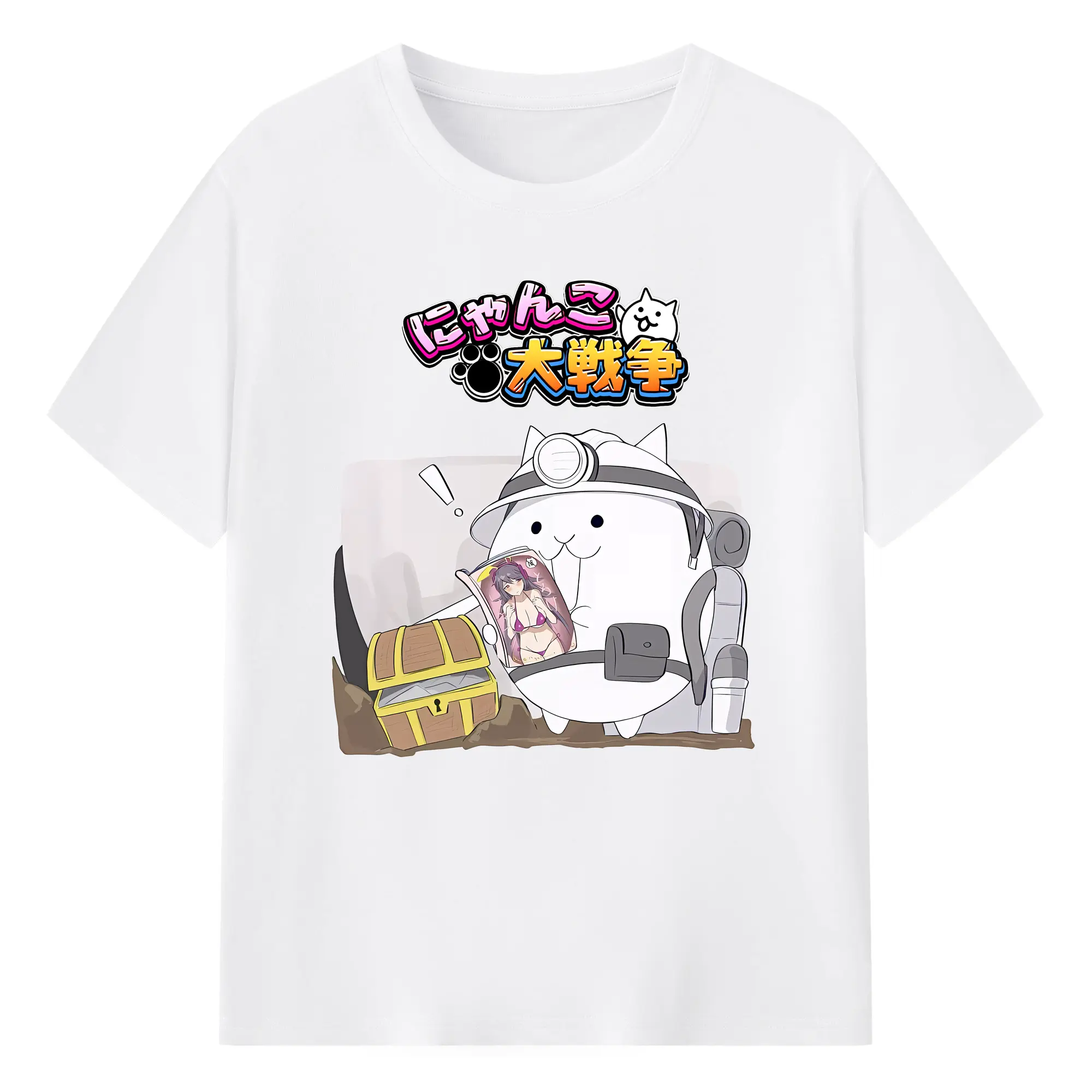 にゃんこ大戦争 グッズ - 綿100％ 半袖Tシャツ ・ フロントプリント ・ 快適 通気性 ・ 日常使い 散歩 スポーツ用