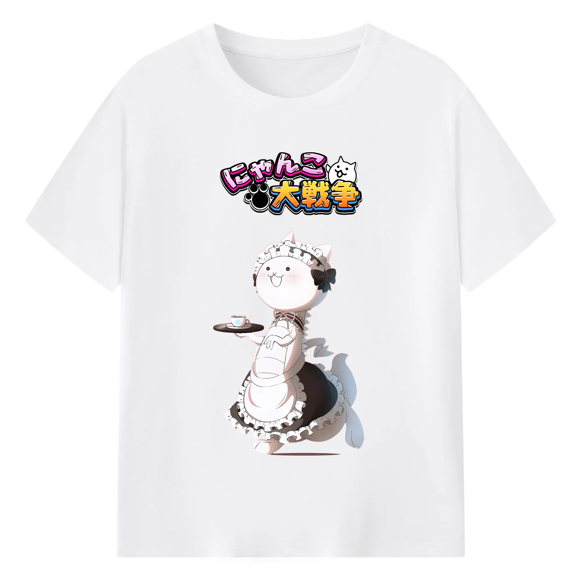 にゃんこ大戦争 グッズ - 綿100％ 半袖Tシャツ ・ フロントプリント ・ 快適 通気性 ・ 日常使い 散歩 スポーツ用