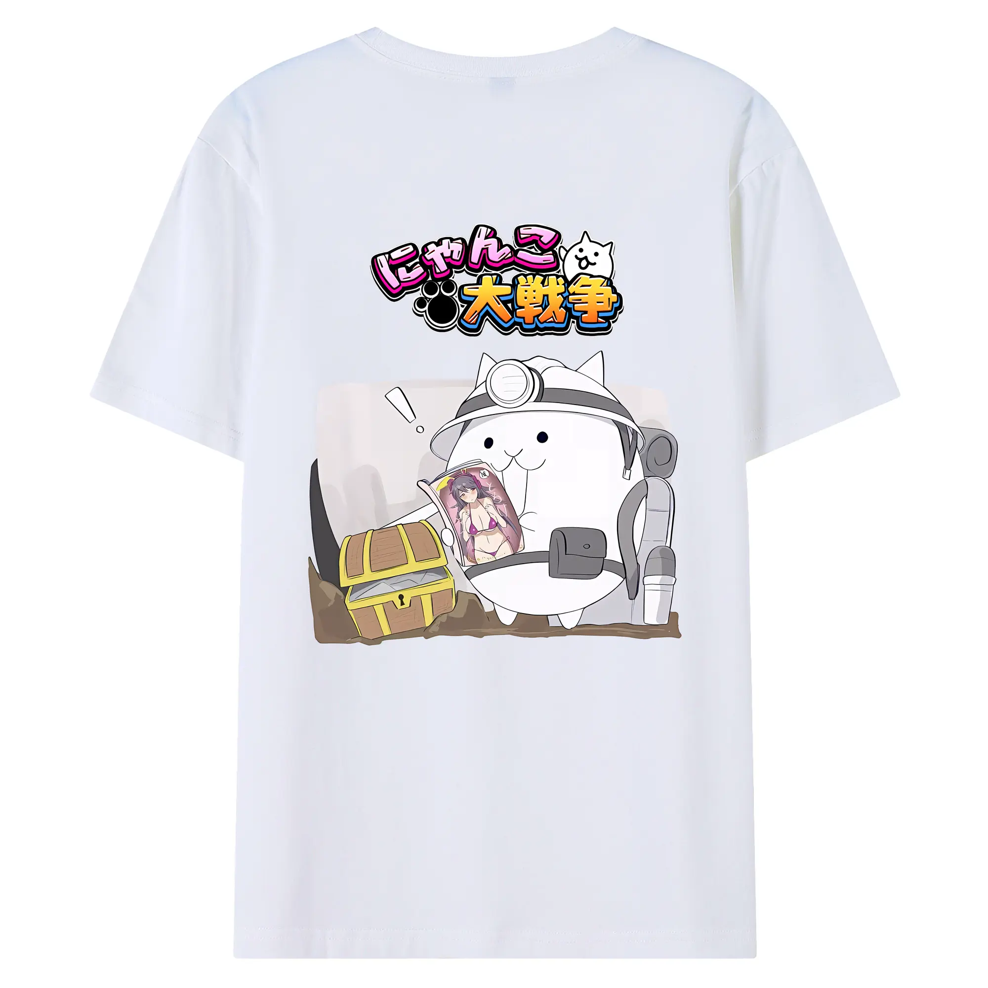 にゃんこ大戦争 グッズ - 綿100％ 半袖Tシャツ ・ バックプリント ・ 快適 通気性 ・ 日常使い 散歩 スポーツ用